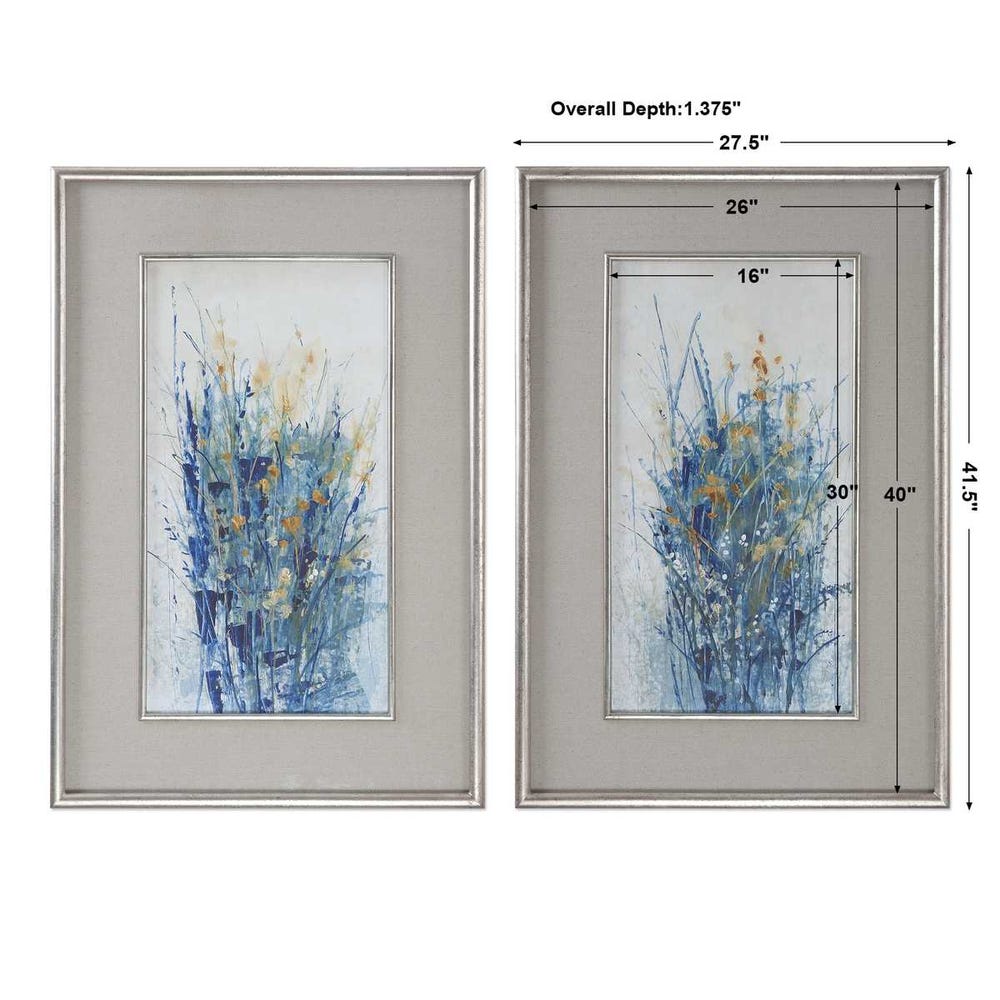 Uttermost Indigo Florals Framed Art - Set of 2