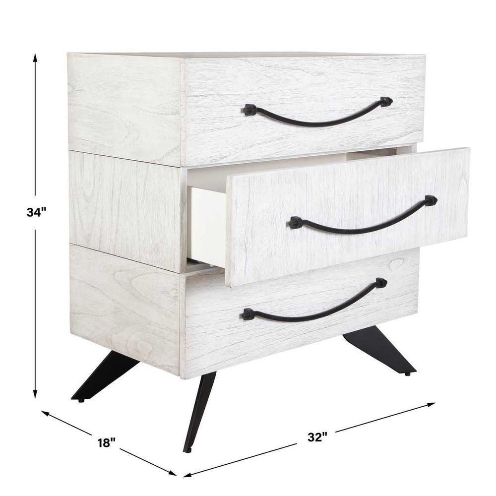 Uttermost Vivi 3 Drawer White Chest