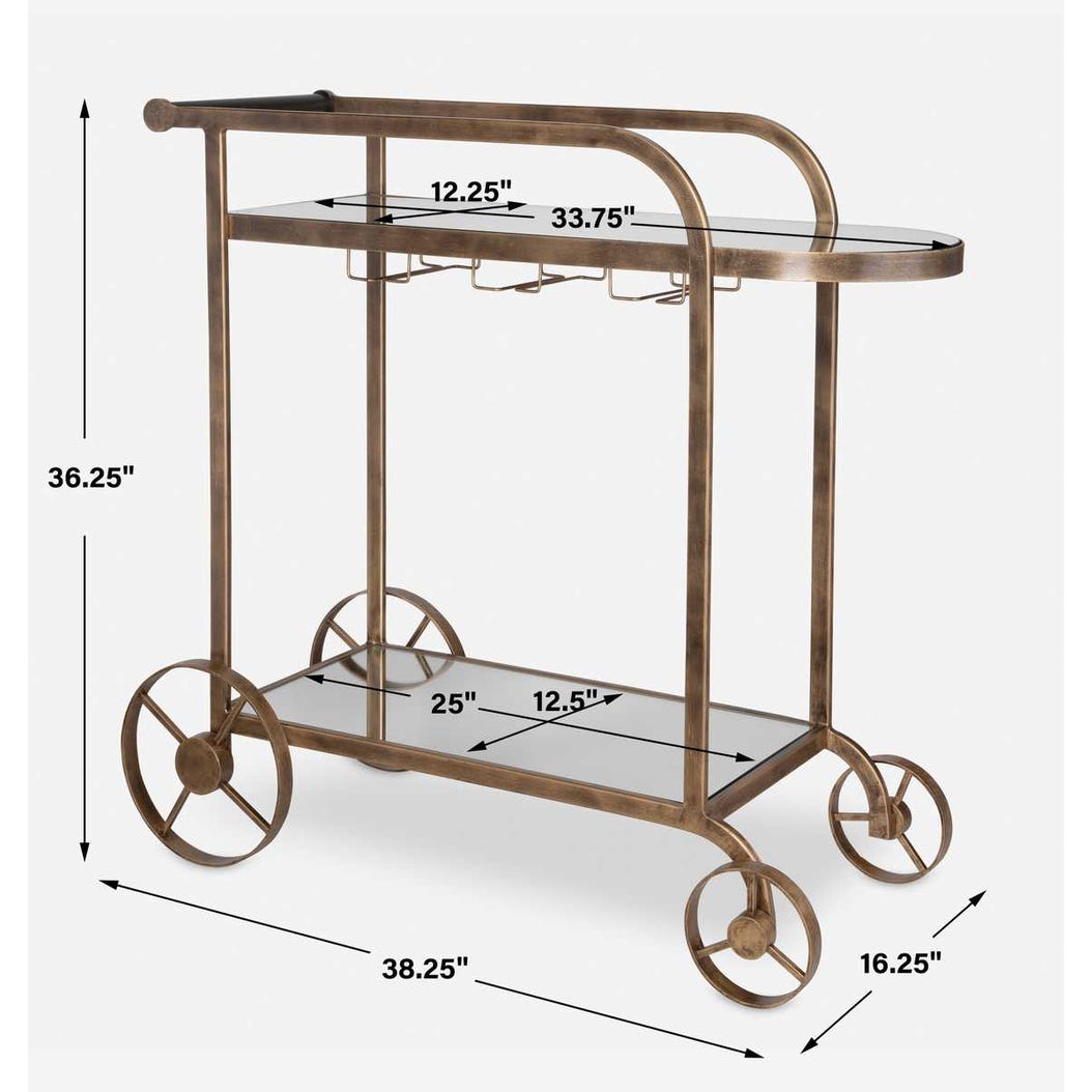 Uttermost Carrinho Antique Brass Bar Cart