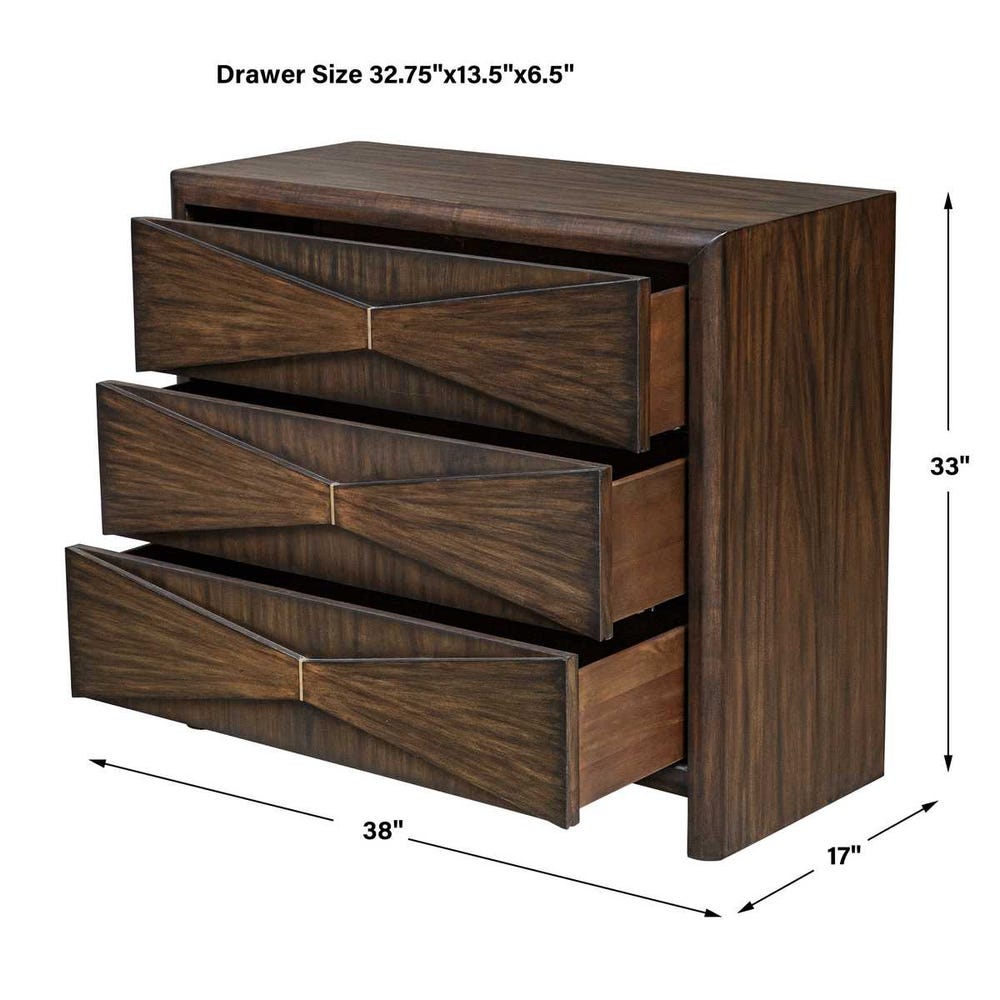Uttermost Bowtie 3 Drawer Mid-Century Chest
