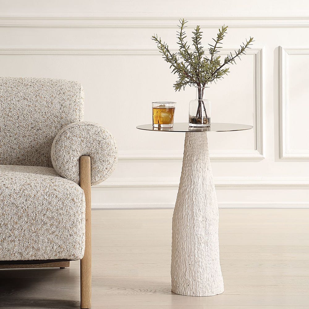 Uttermost Hollen White Stone Accent Table