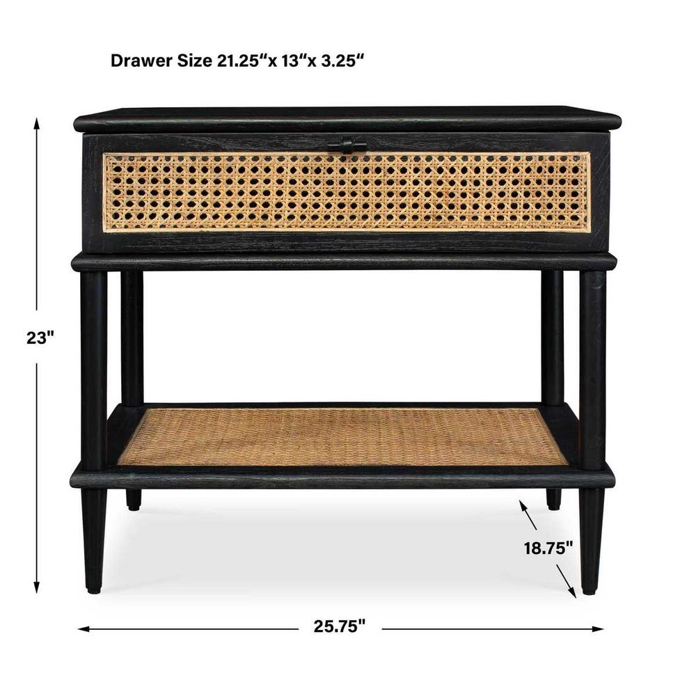 Uttermost Coast Black Rattan Side Table
