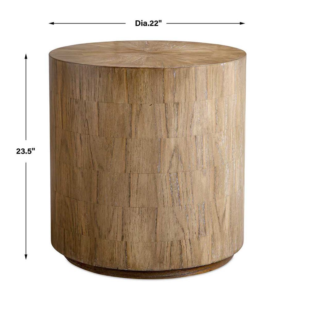 Uttermost Nevis Wood Cylinder Side Table