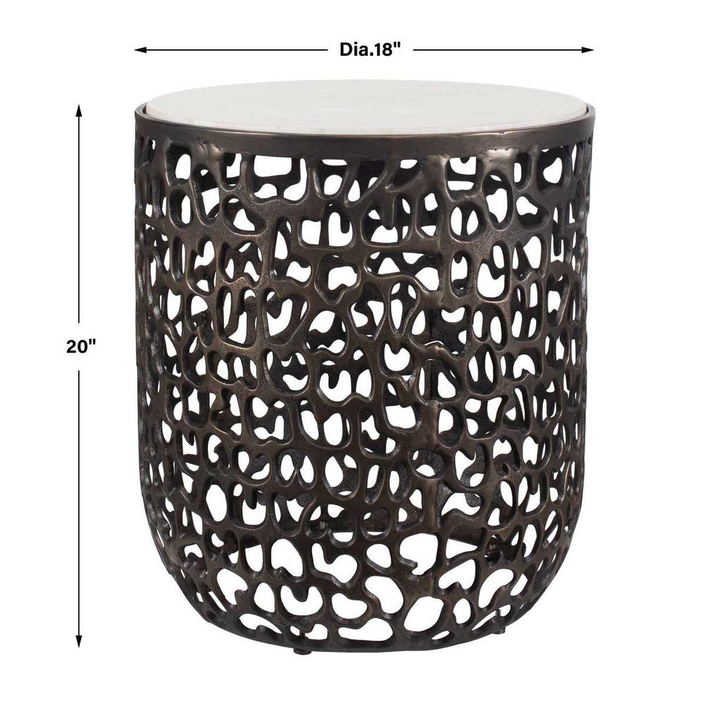 Uttermost Sabena White Marble Outdoor Side Table