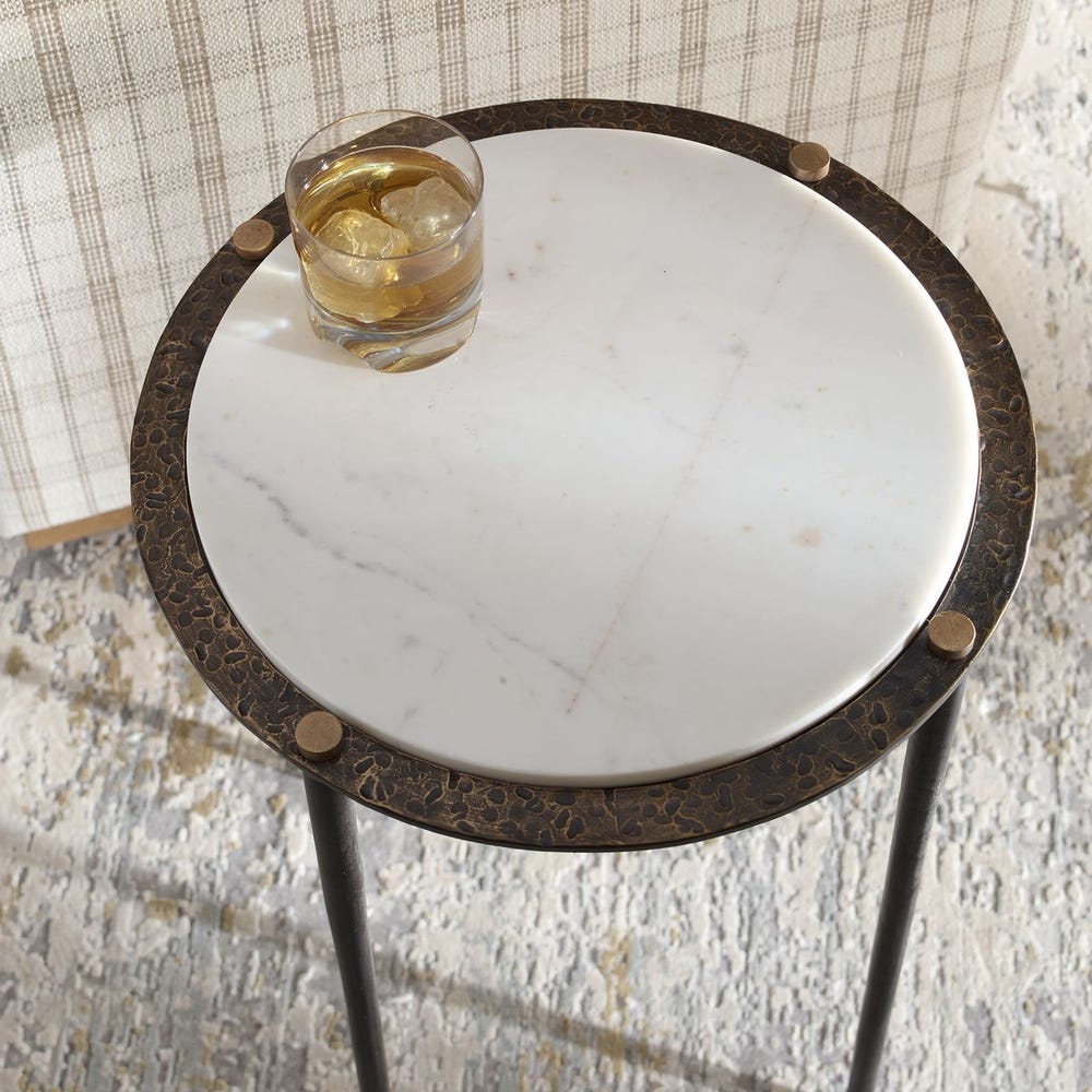 Uttermost Wren Round White Marble Accent Table