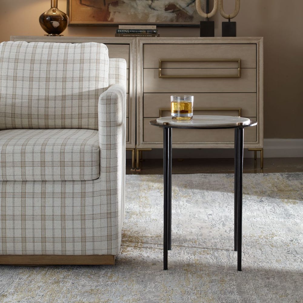 Uttermost Wren Round White Marble Accent Table