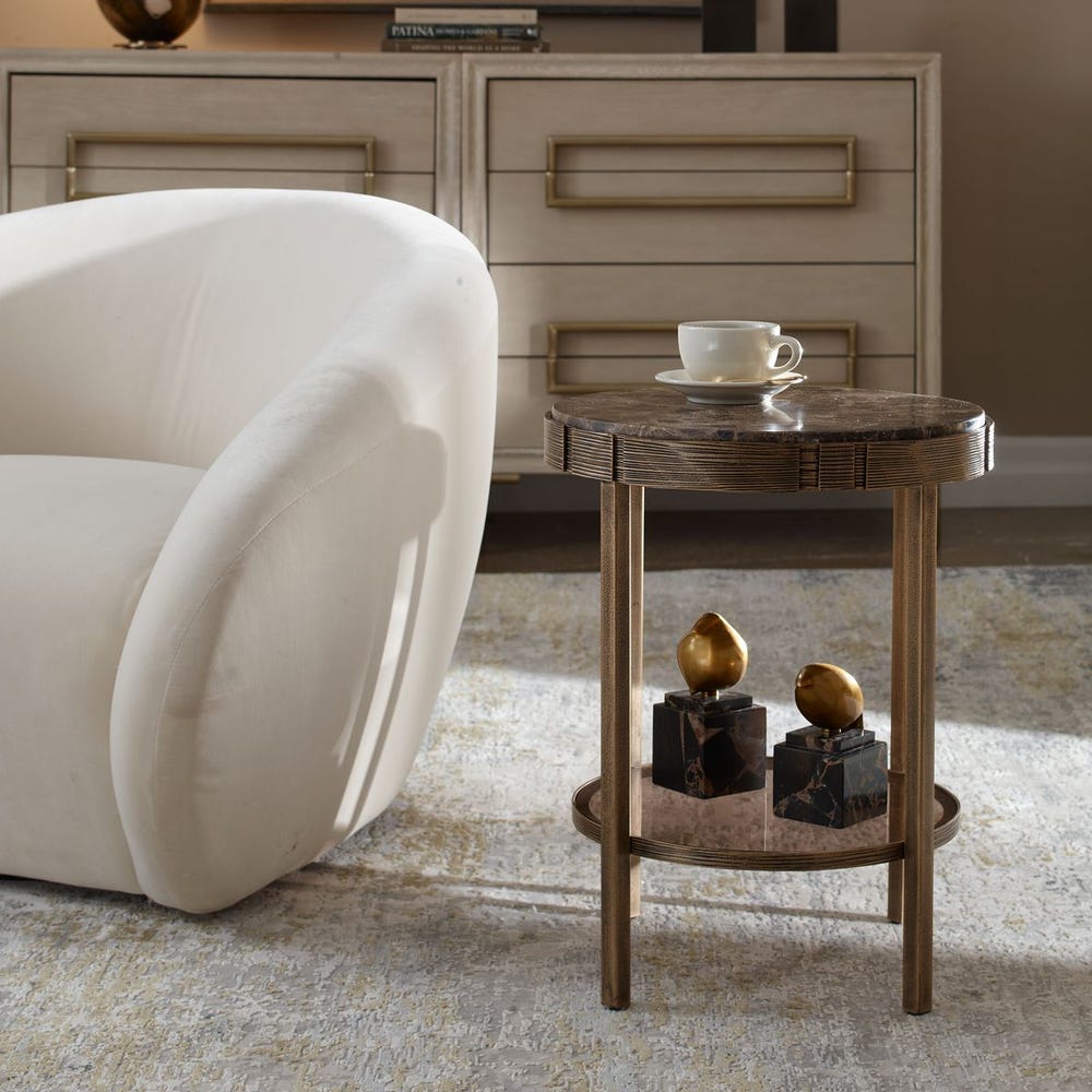 Uttermost Cusano Round Dark Marble Accent Table