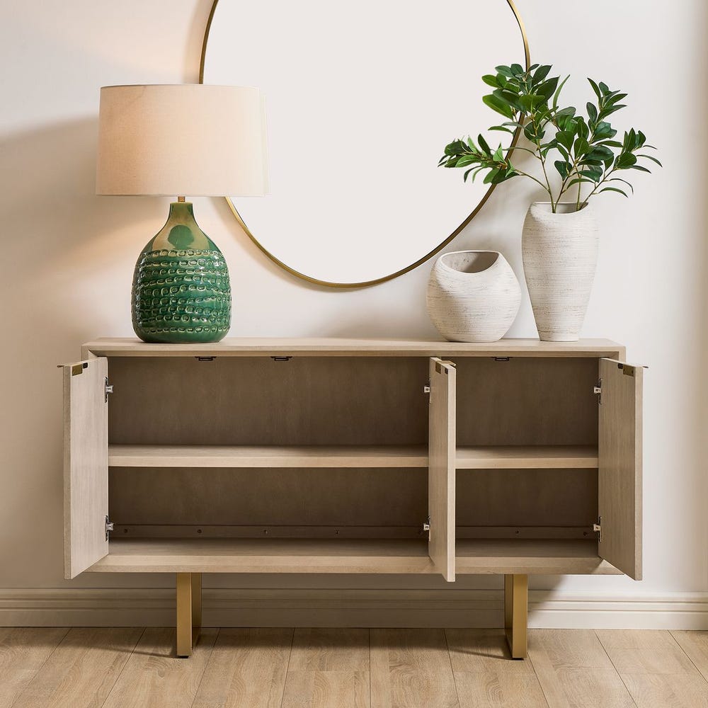 Uttermost Maeva 3 Door Light Wood Cabinet