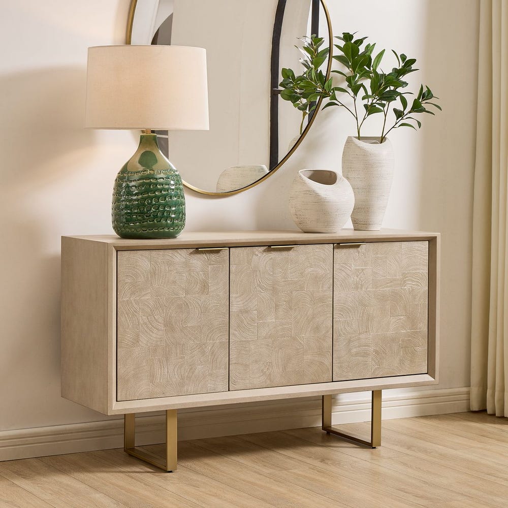 Uttermost Maeva 3 Door Light Wood Cabinet