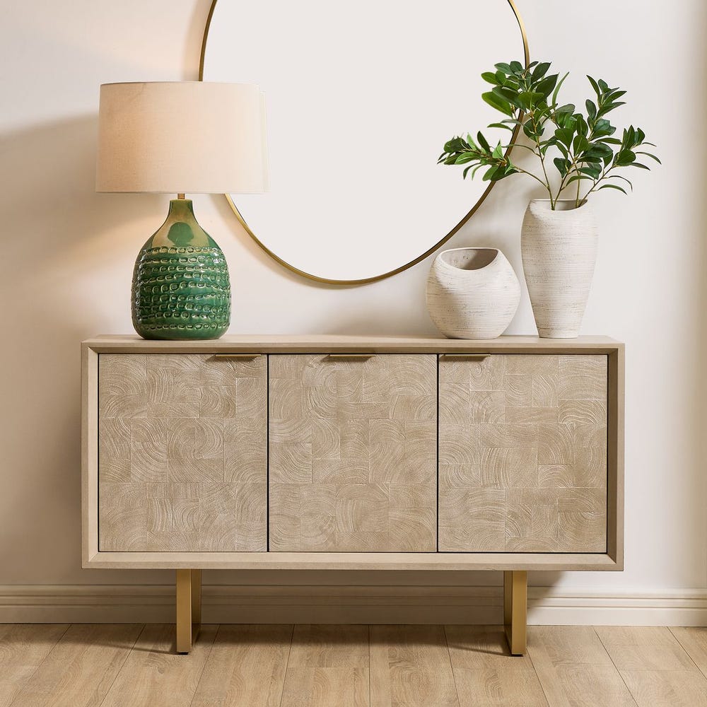 Uttermost Maeva 3 Door Light Wood Cabinet