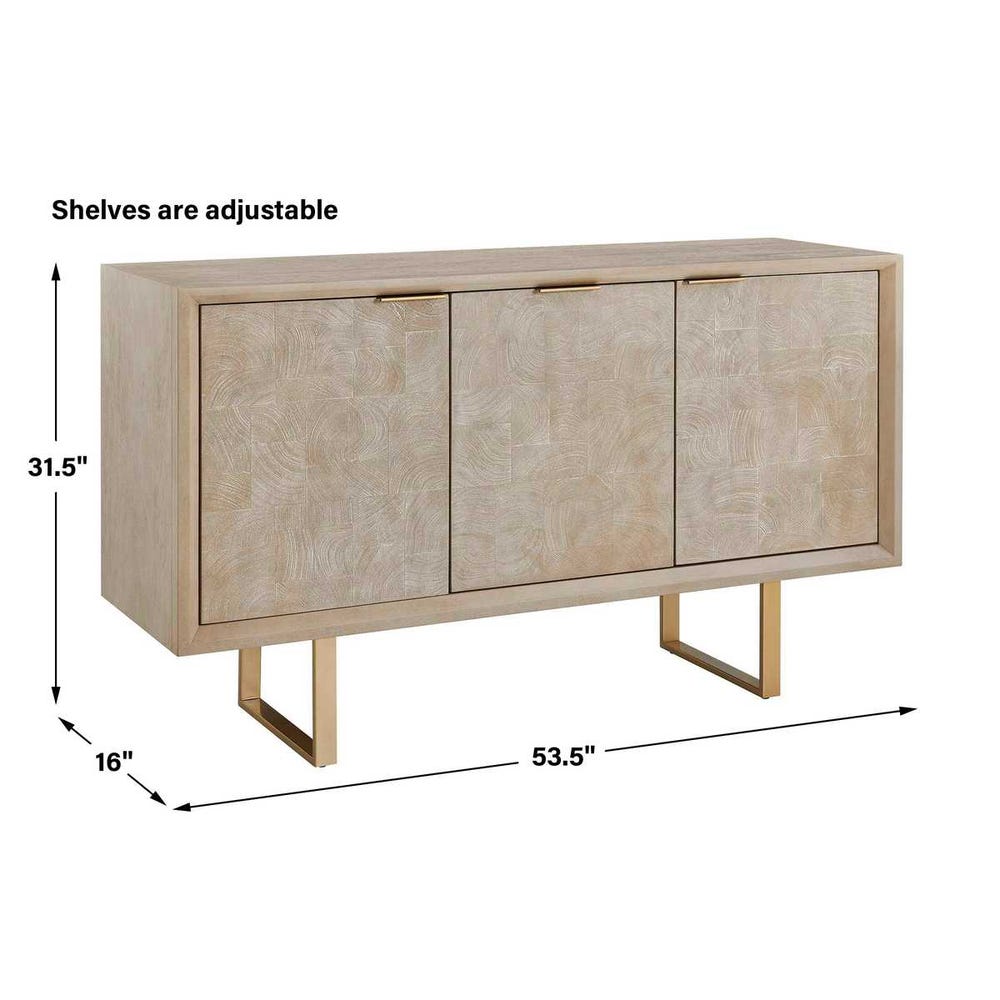 Uttermost Maeva 3 Door Light Wood Cabinet