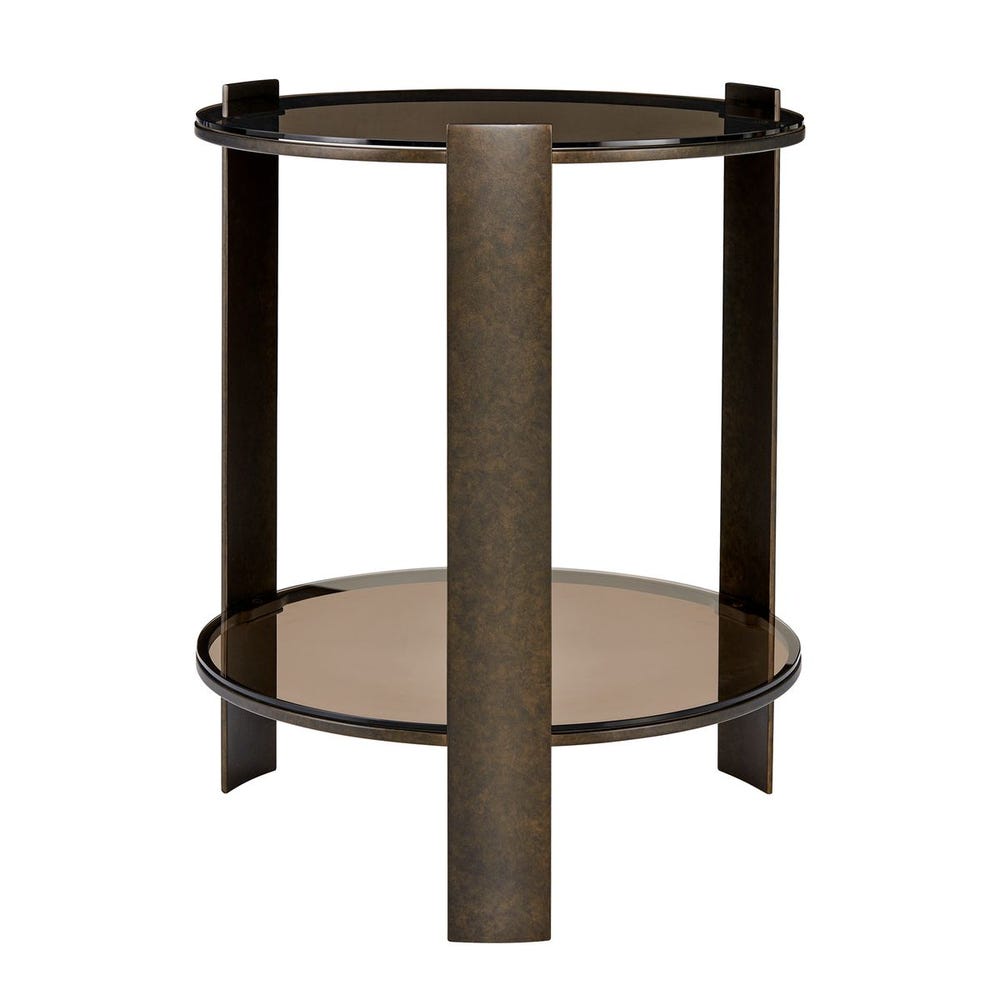 Uttermost Hanson Bronze & Dark Glass Side Table