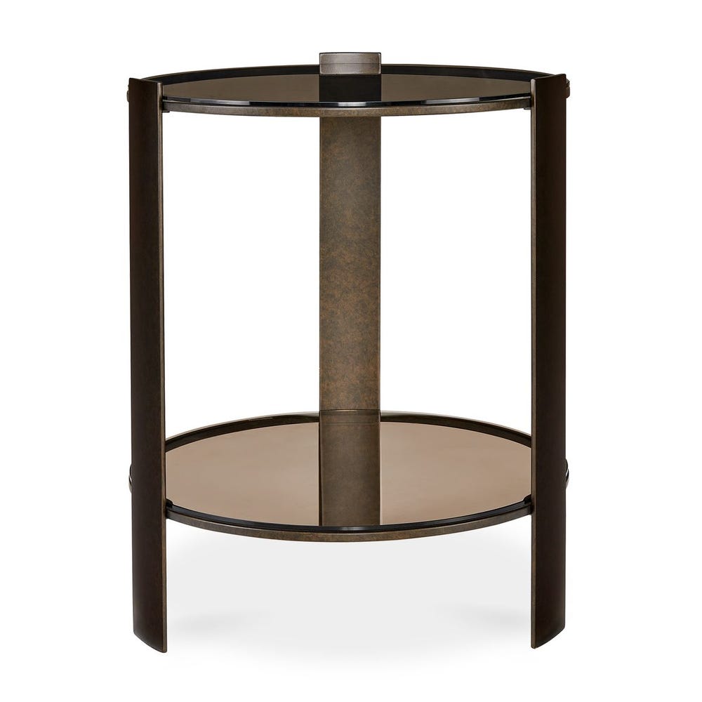 Uttermost Hanson Bronze & Dark Glass Side Table
