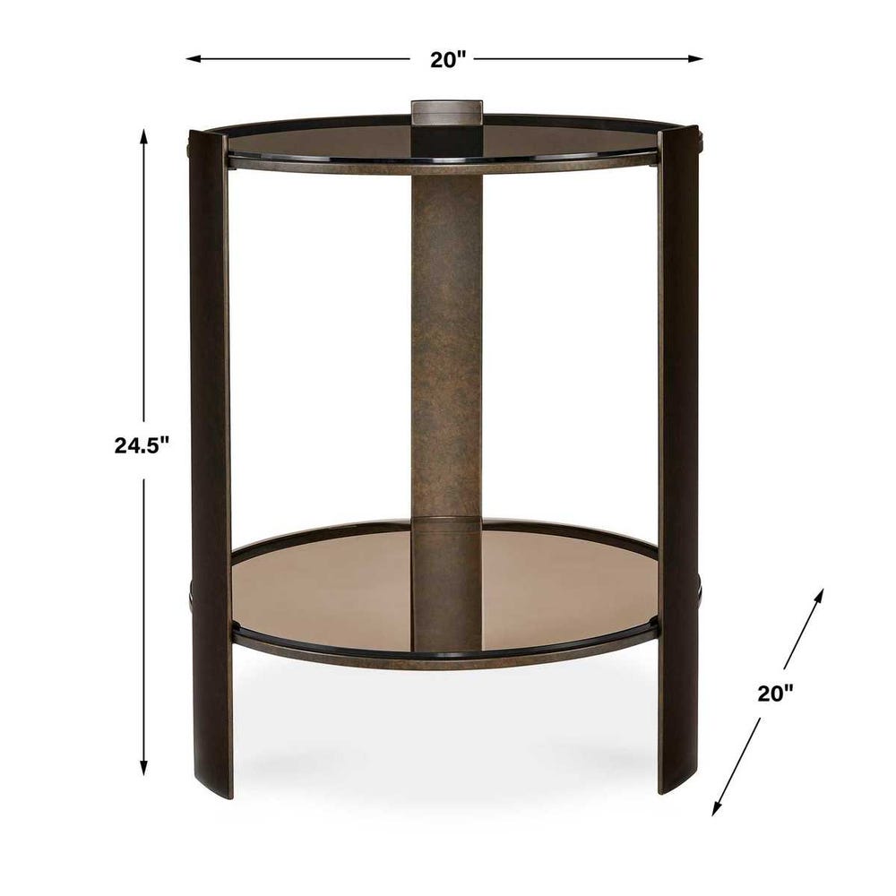 Uttermost Hanson Bronze & Dark Glass Side Table