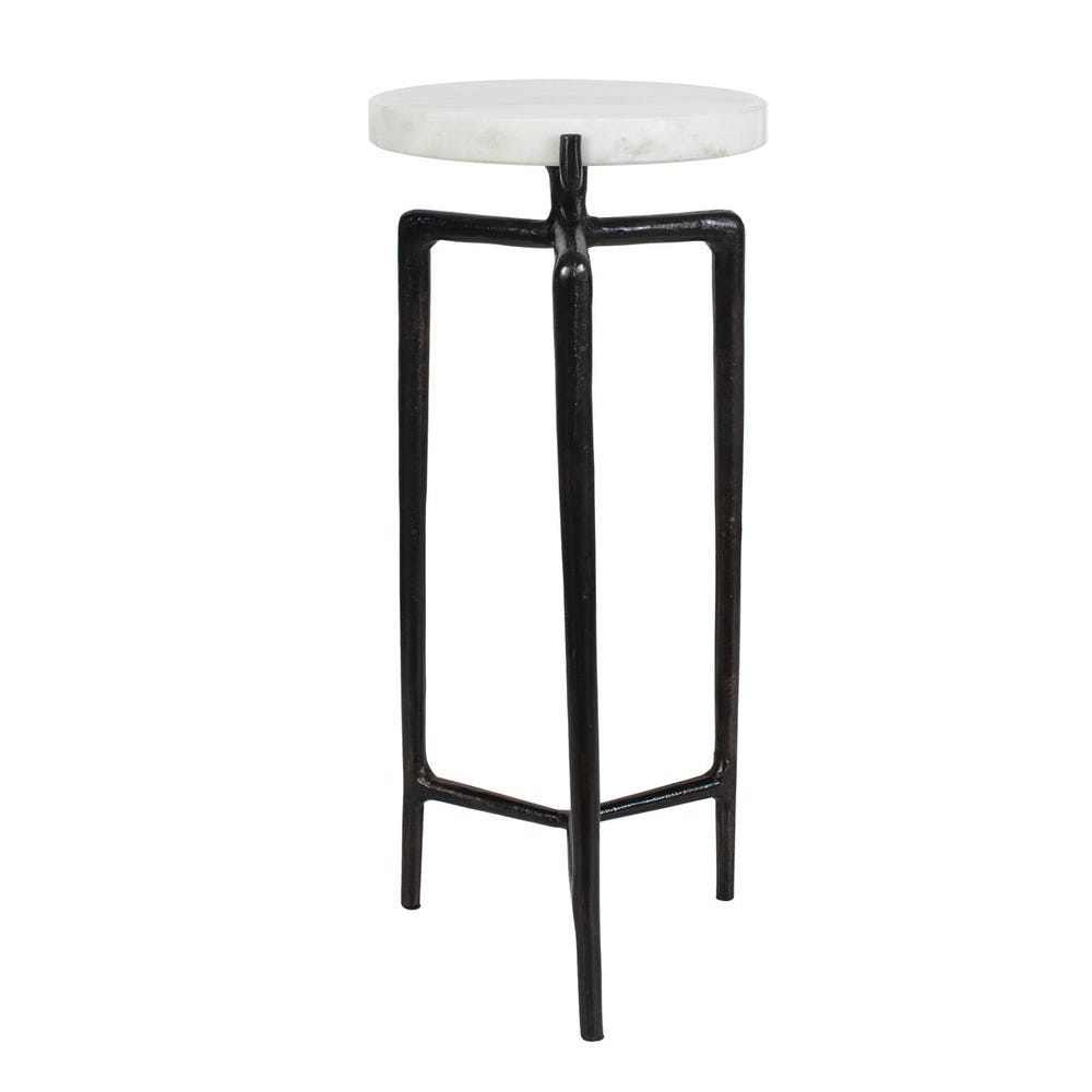 Uttermost Tobias White Marble Slab Drink Table