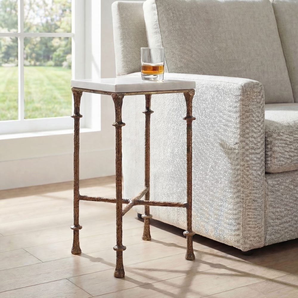 Uttermost Penelope White Marble Accent Table