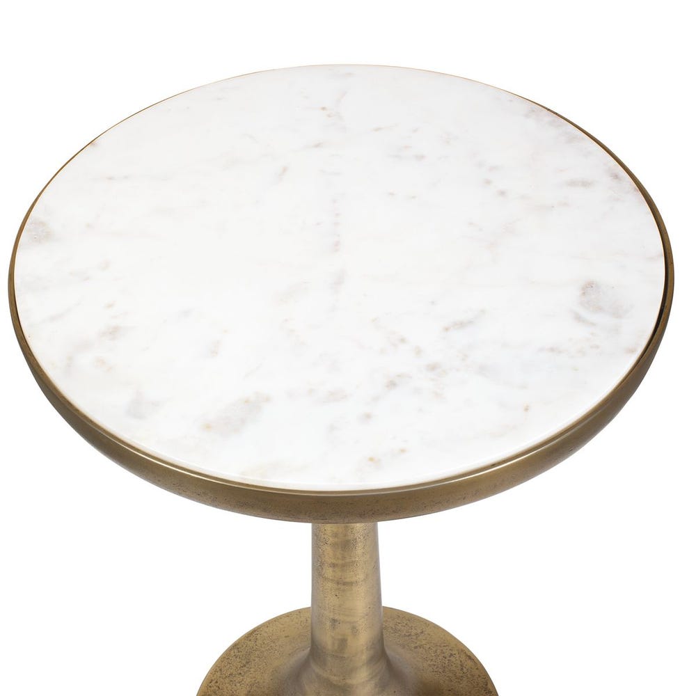 Uttermost Gianno Round White Marble Side Table