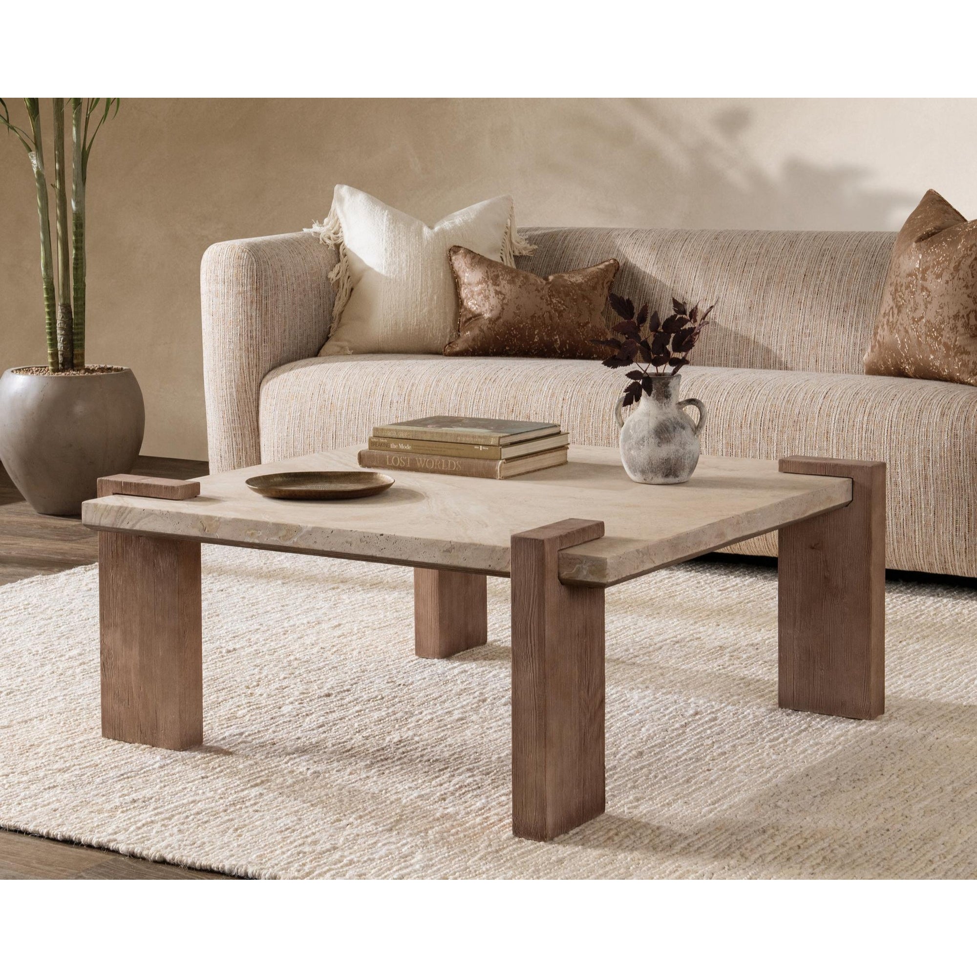 Ruare Travertine Square Coffee Table