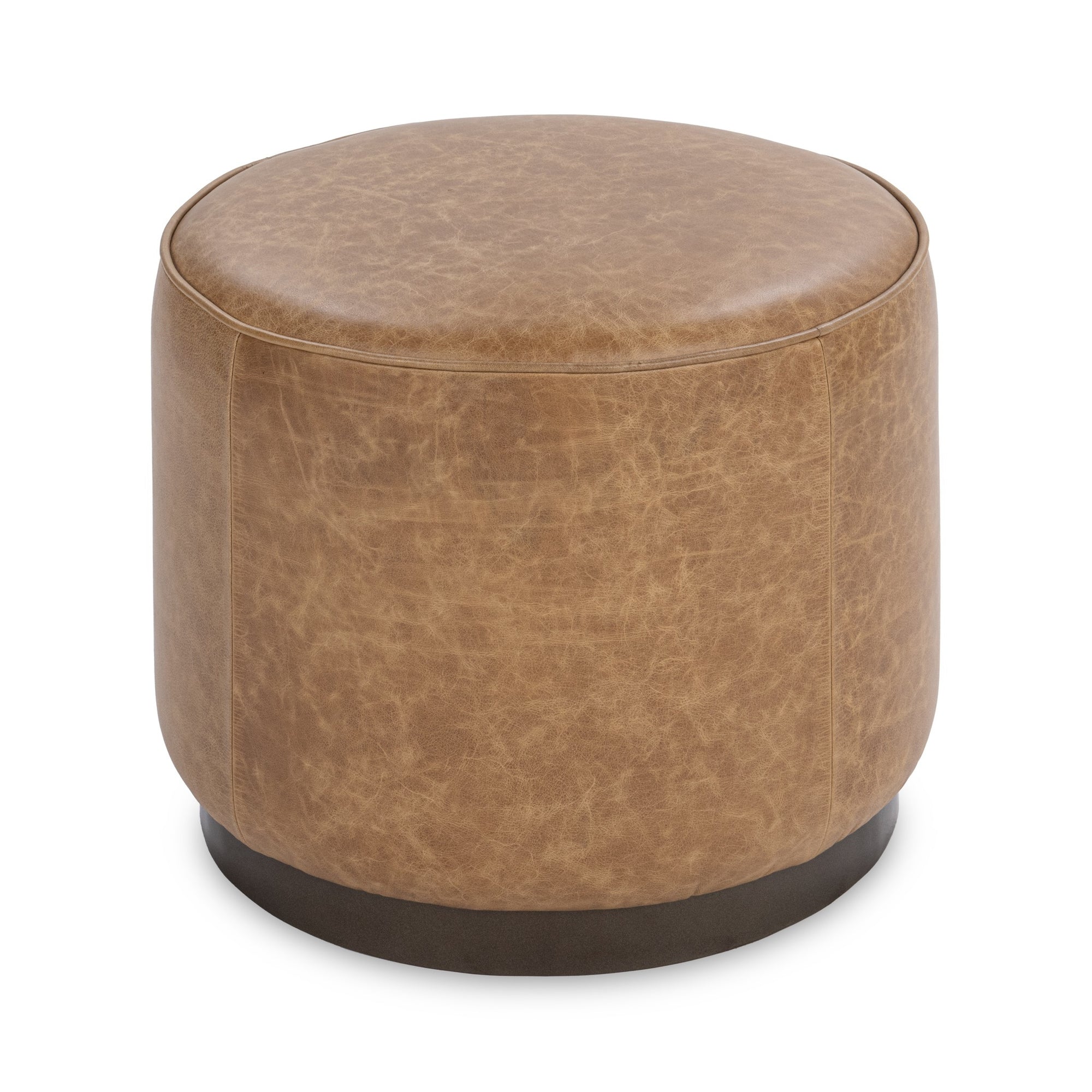 Clair 20" Round Ottoman - Sedona Brown
