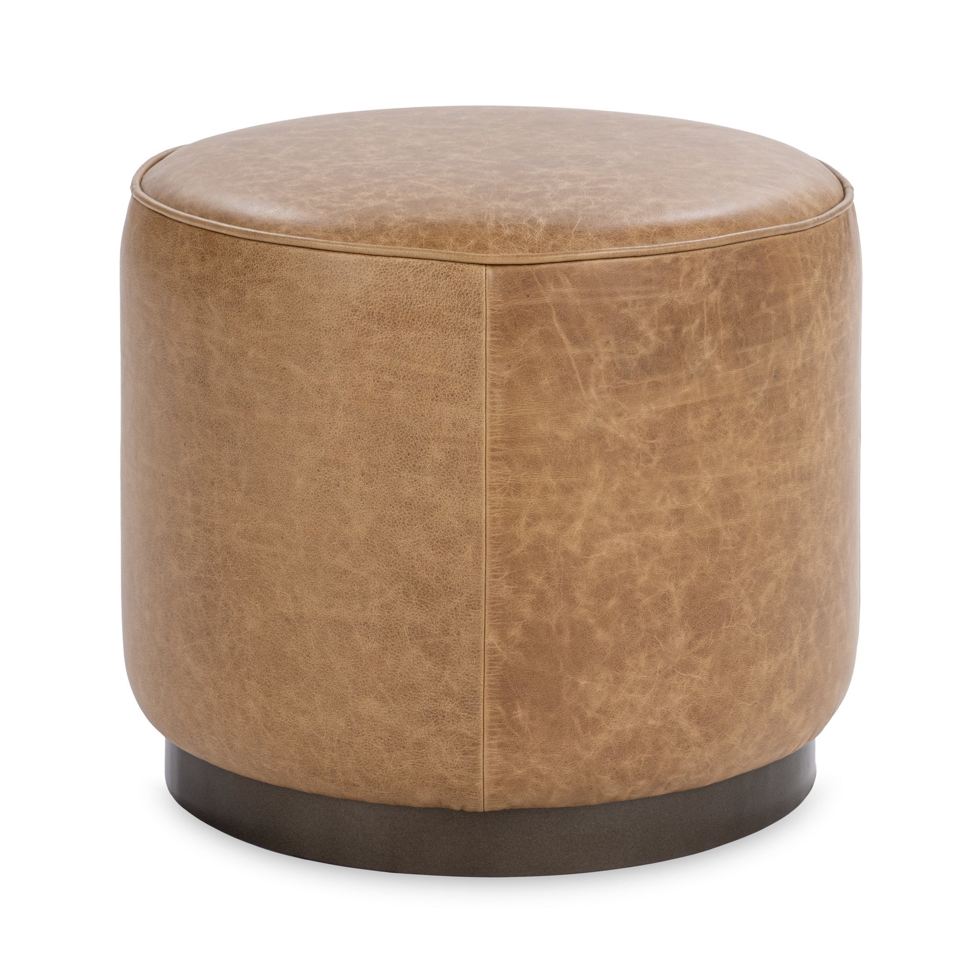 Clair 20" Round Ottoman - Sedona Brown