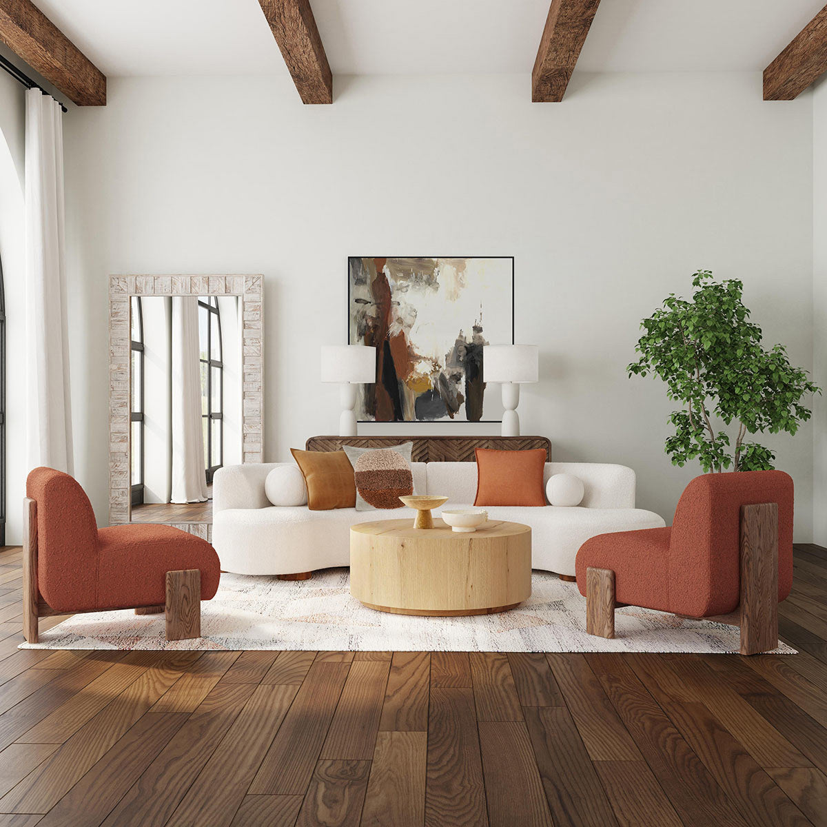 Layne Round Coffee Table with Casters