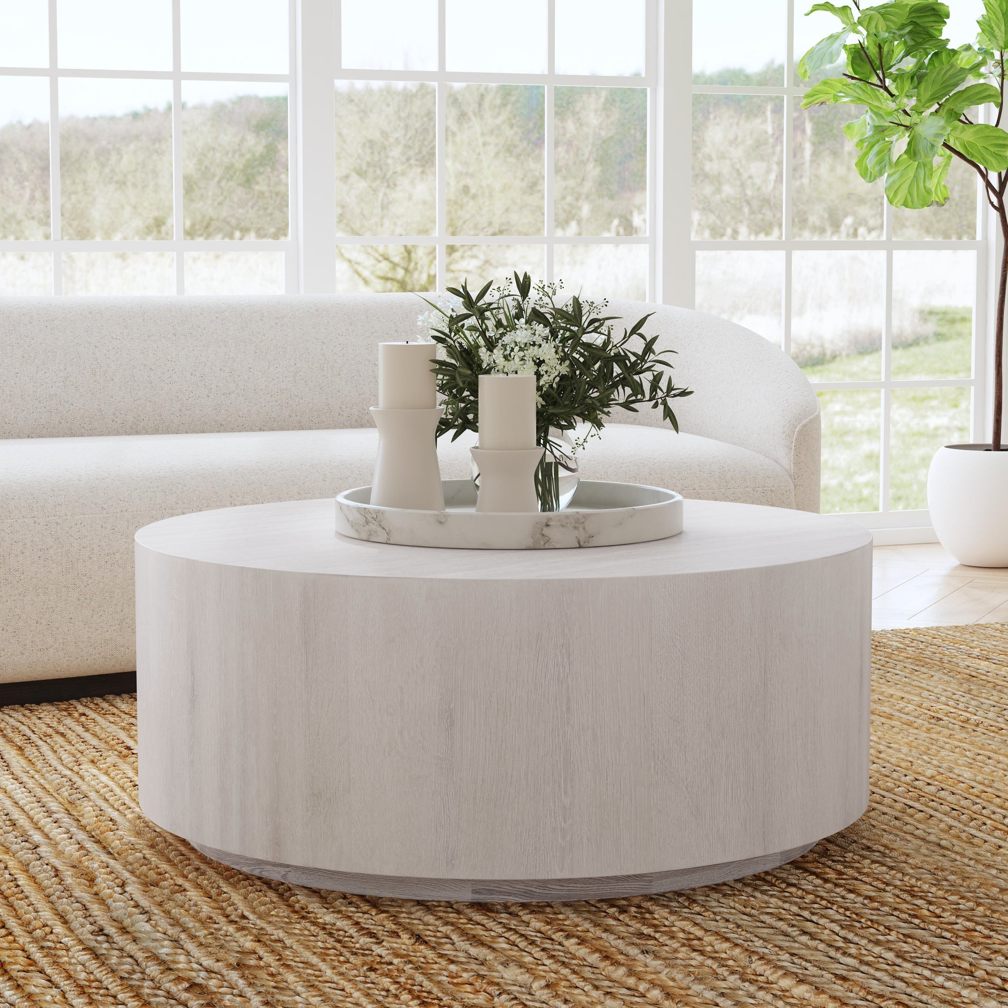Layne Round Coffee Table with Casters