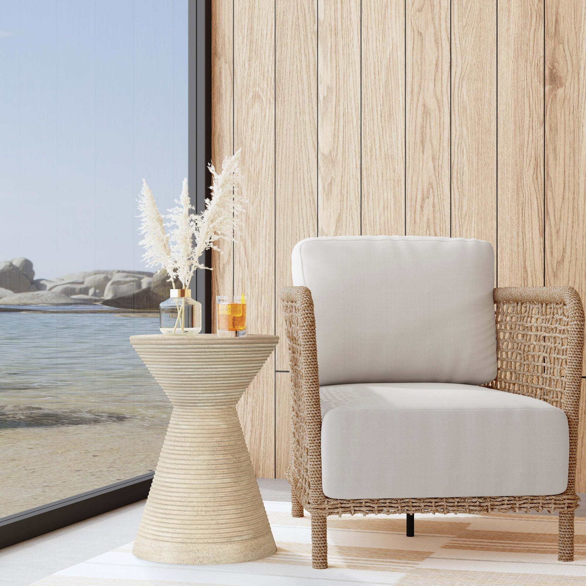 Fern Outdoor Accent Table - Beige