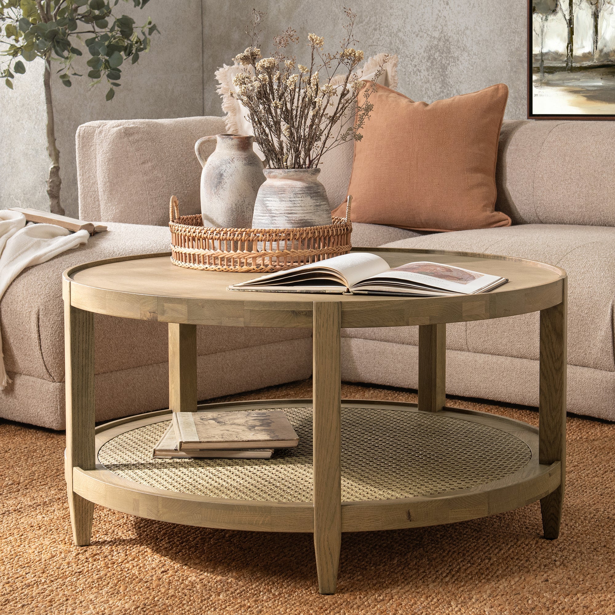 Devin Solid Wood Round Coffee Table