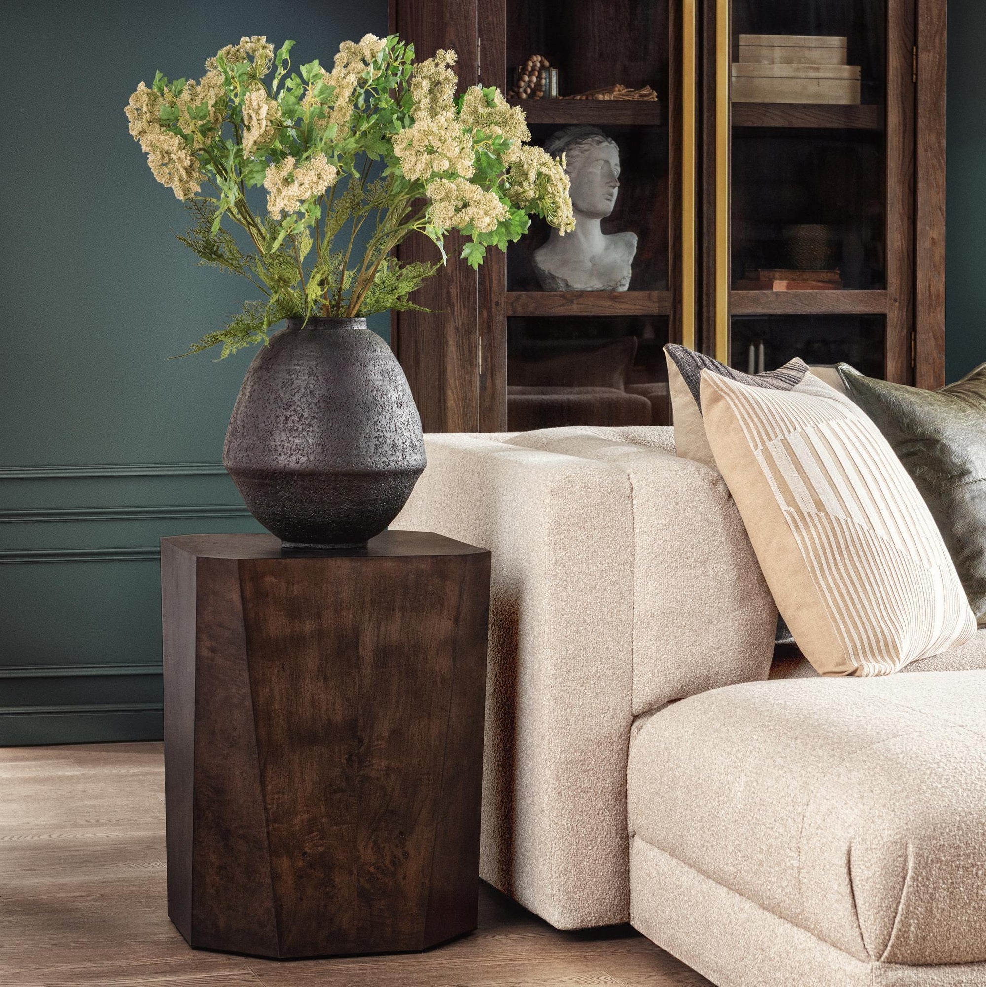 Avena Burl Wood 17" Square End Table
