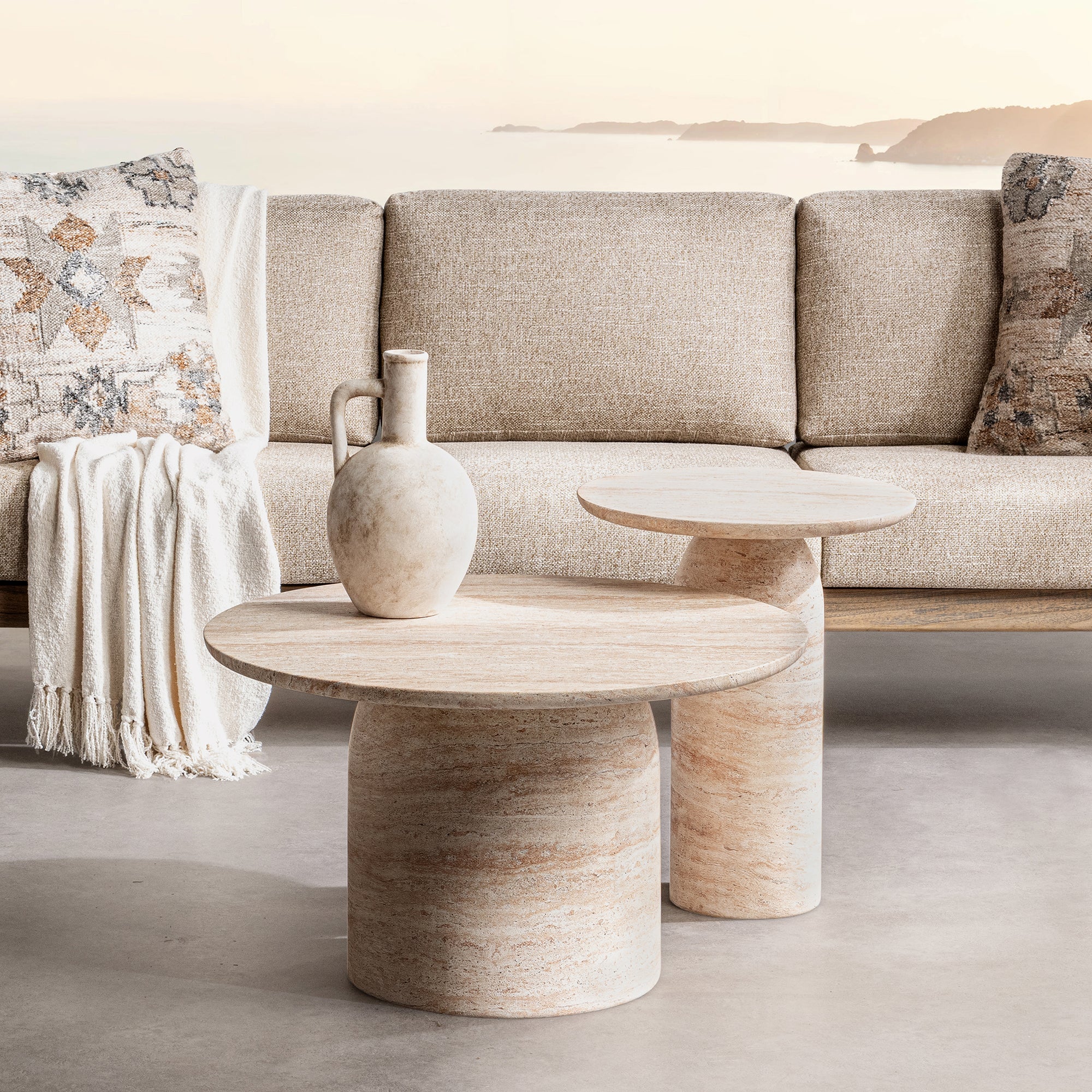 Sana Outdoor End Table - Capri Limestone
