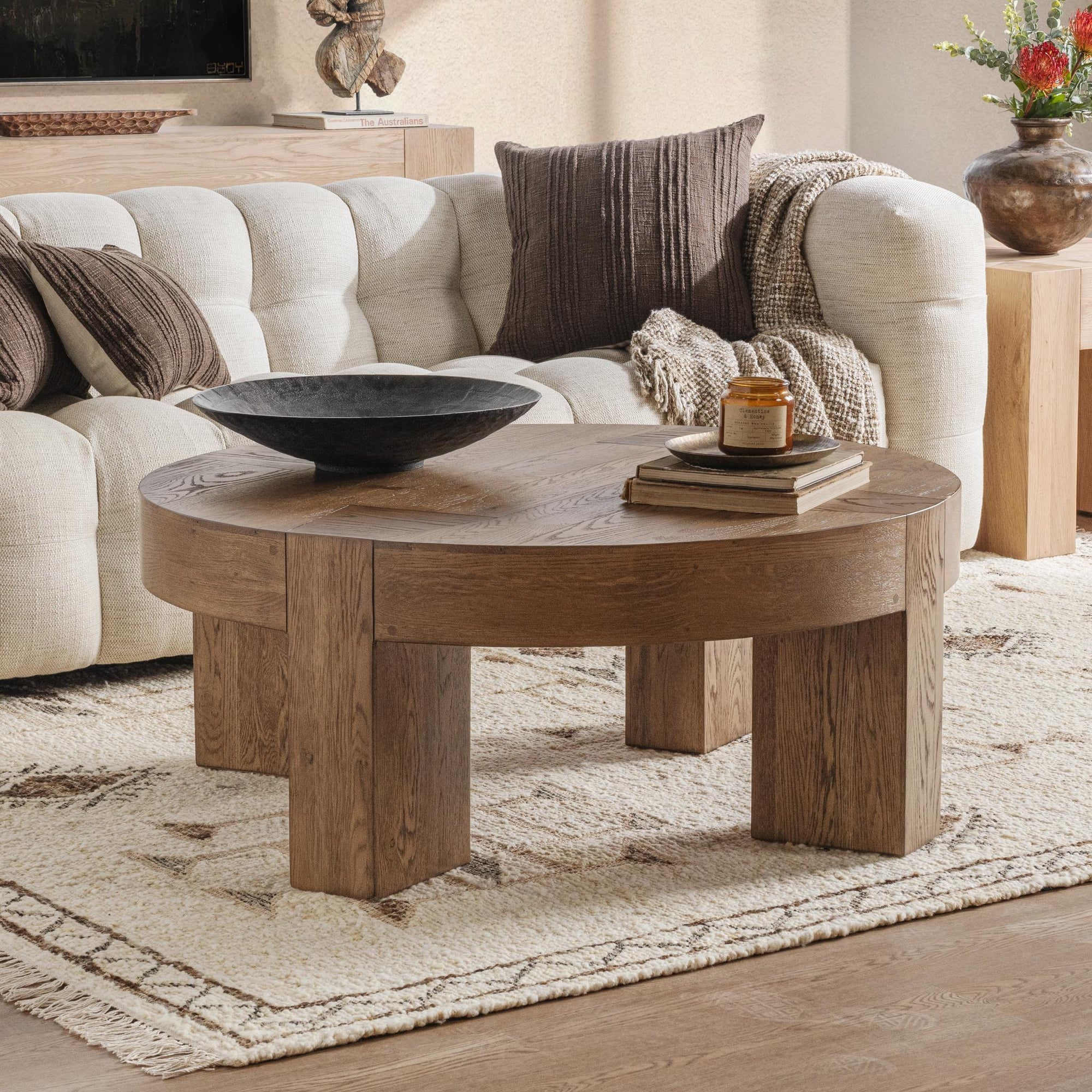 Bristol 44" Round Coffee Table - Cafe Brown