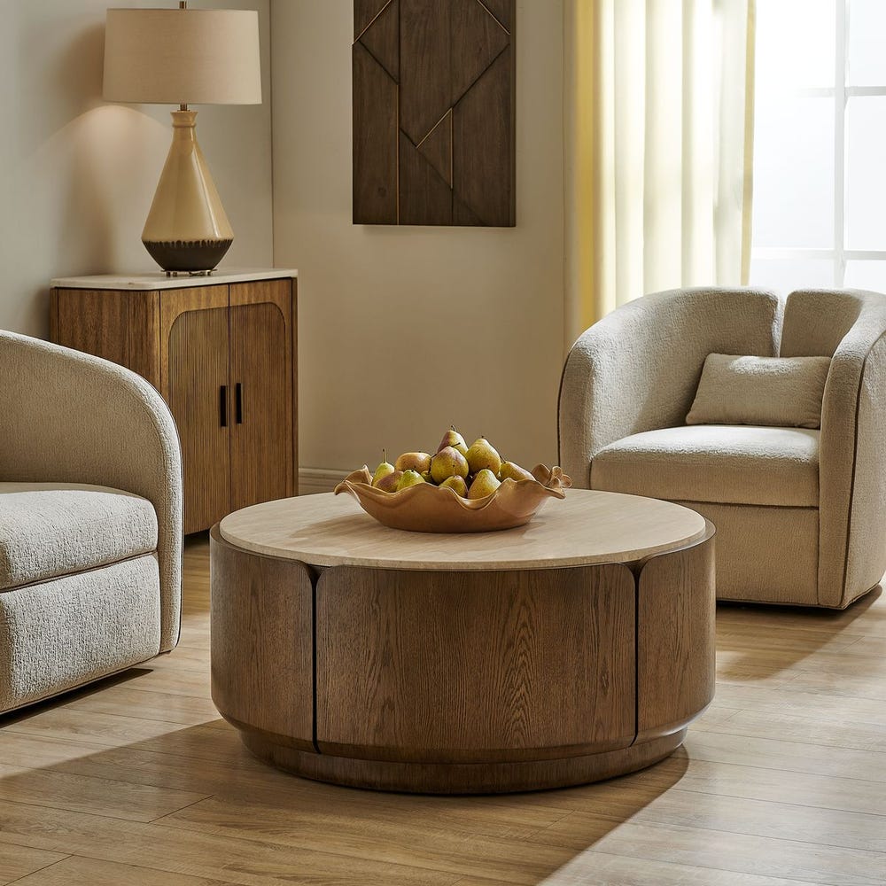 Uttermost Tindall Round Travertine Coffee Table
