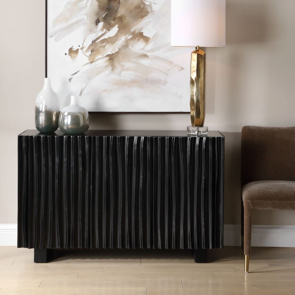 Uttermost Mercado Black 3 Door Cabinet