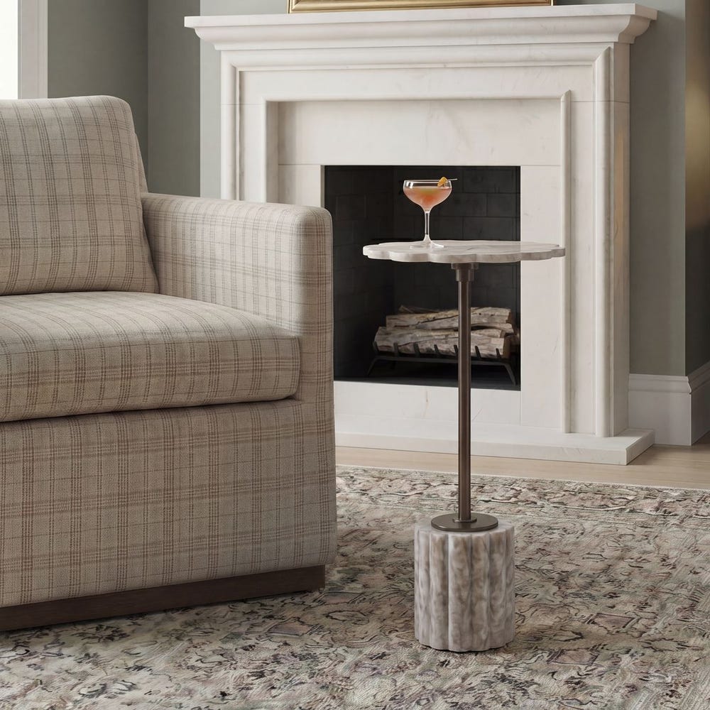 Uttermost Lana Scalloped Marble Drink Table