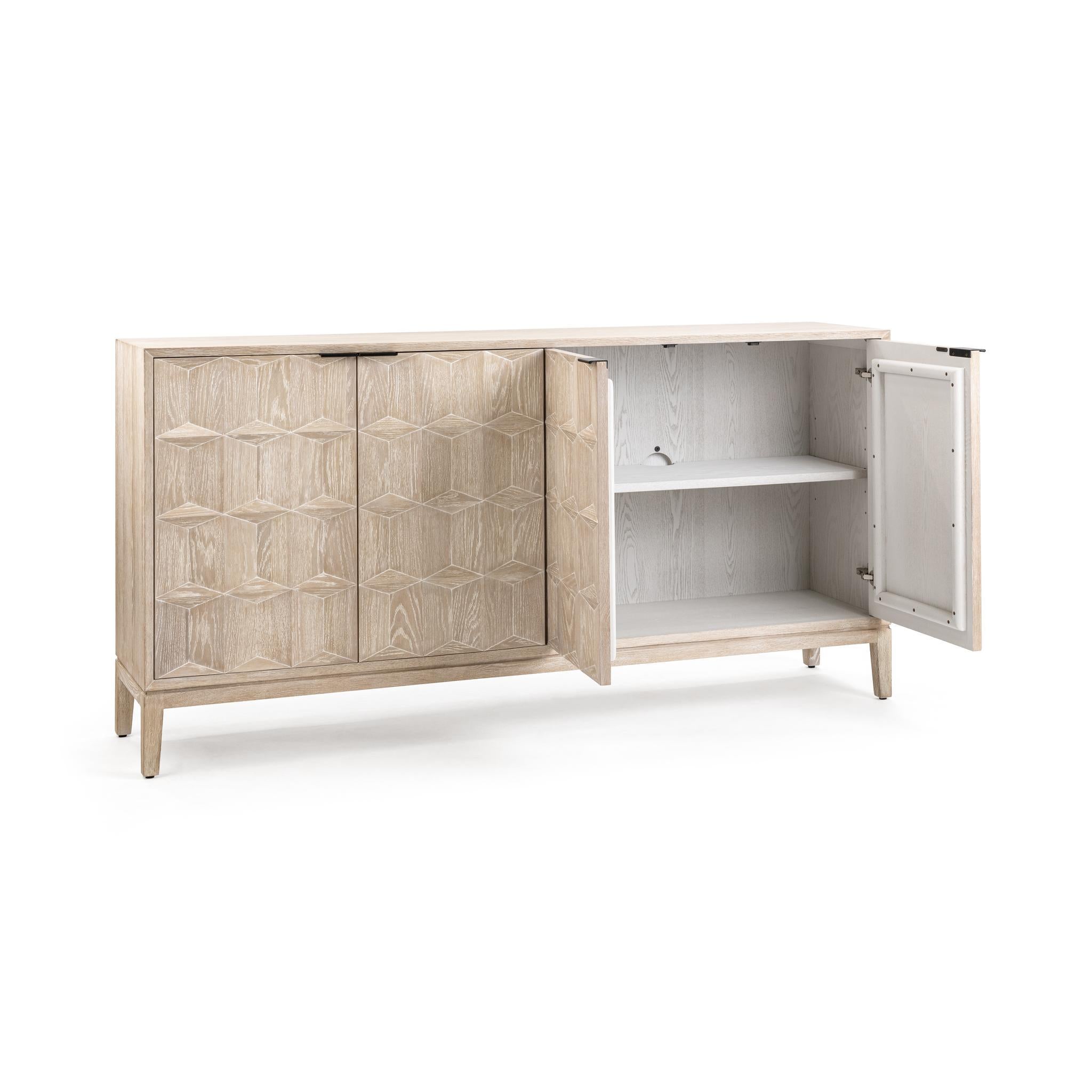 Mira Oak Wood 4Dr Cabinet - Soft Ash