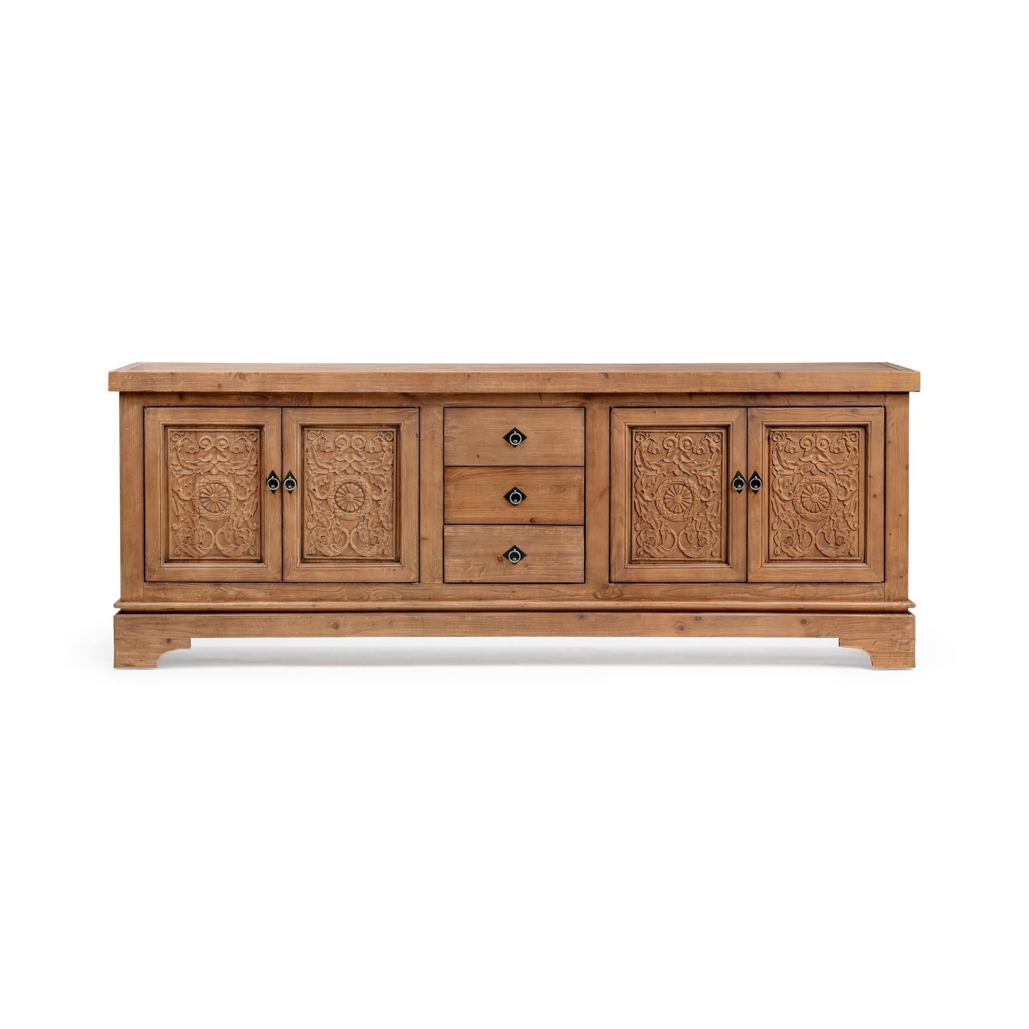 Amita 3 Drawer 4 Door Cabinet - Brown