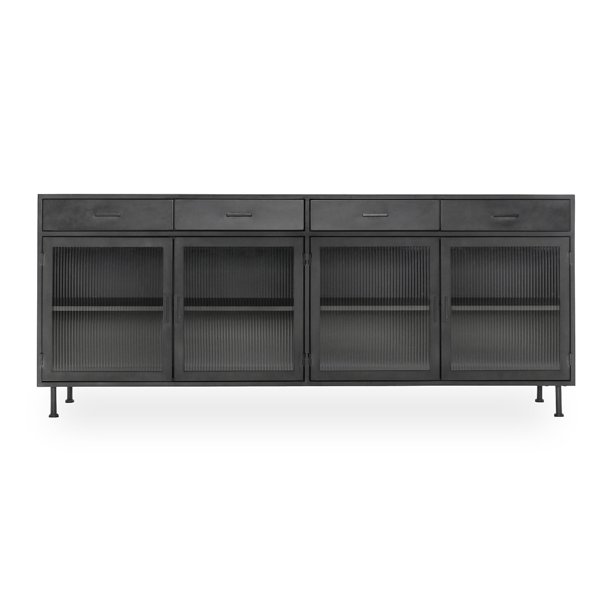 Nore Metal/Glass 4Dwr 4Dr Cabinet - Blackened Steel