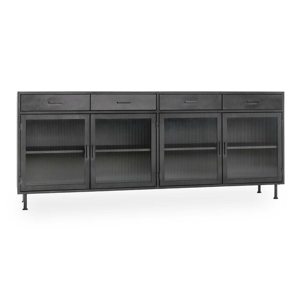 Nore Metal/Glass 4Dwr 4Dr Cabinet - Blackened Steel