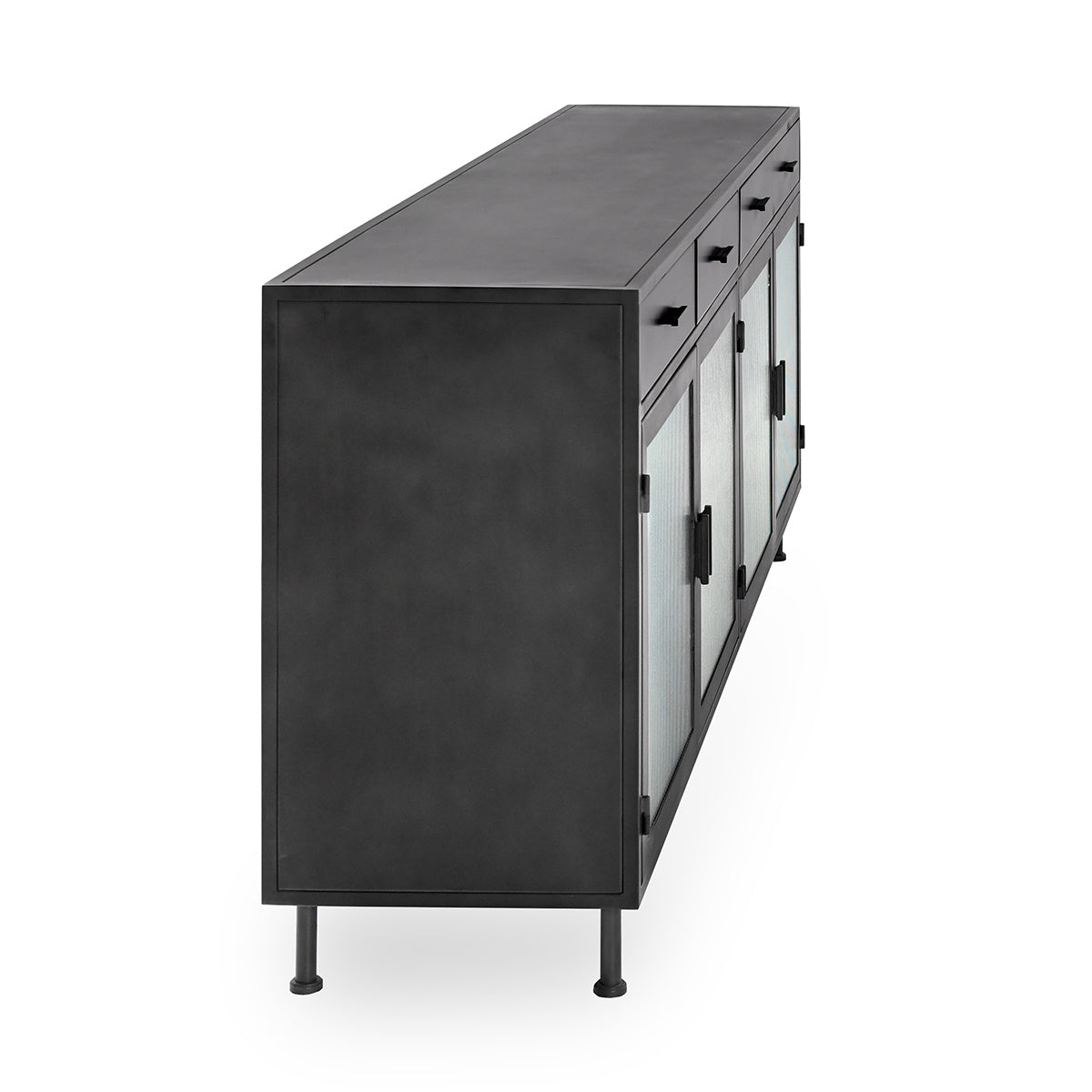 Nore Metal/Glass 4Dwr 4Dr Cabinet - Blackened Steel