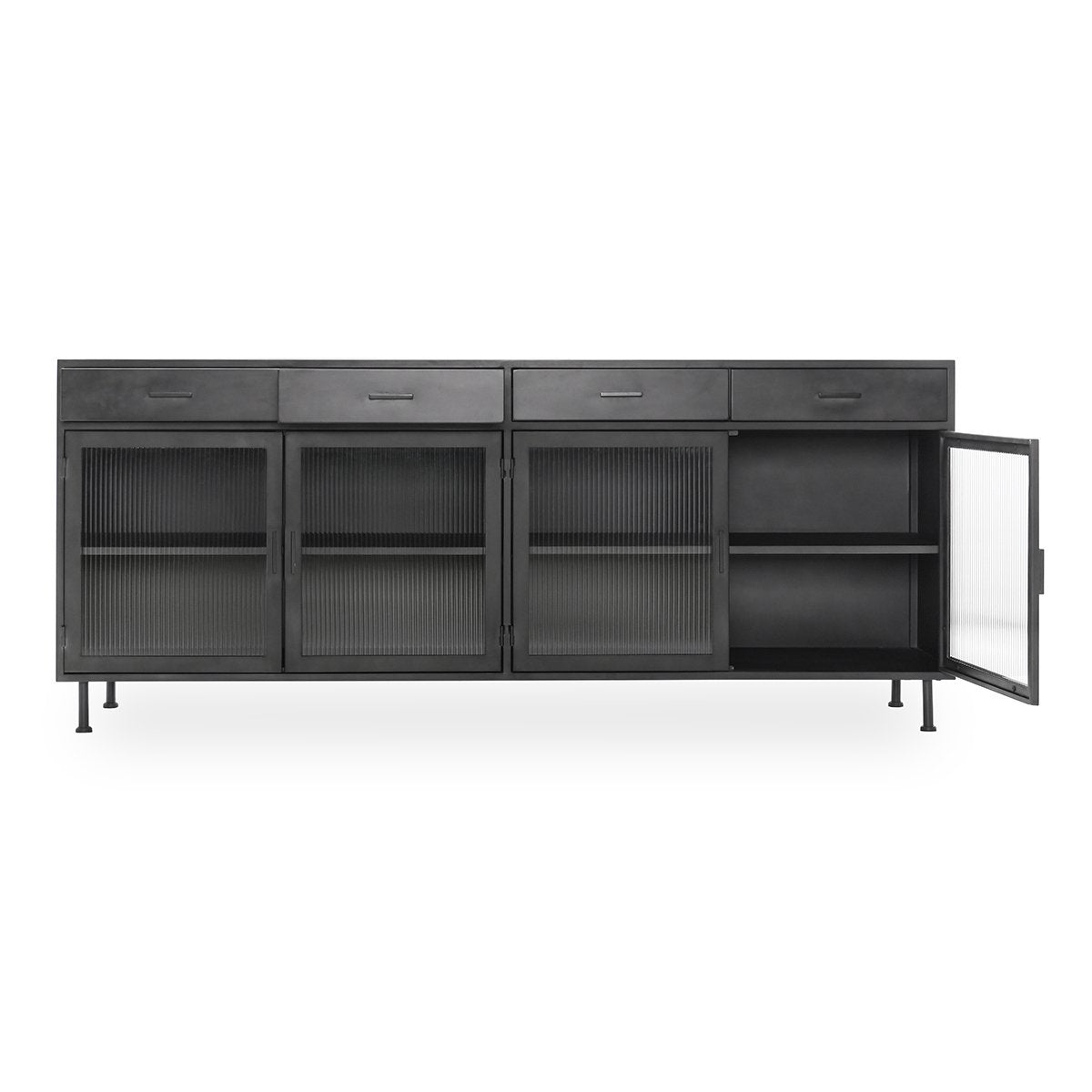 Nore Metal/Glass 4Dwr 4Dr Cabinet - Blackened Steel