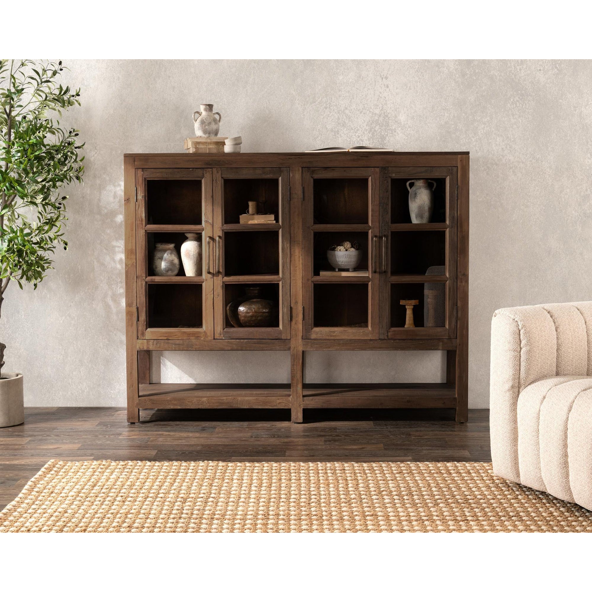 Kharga 4 Door Display Cabinet - Natural