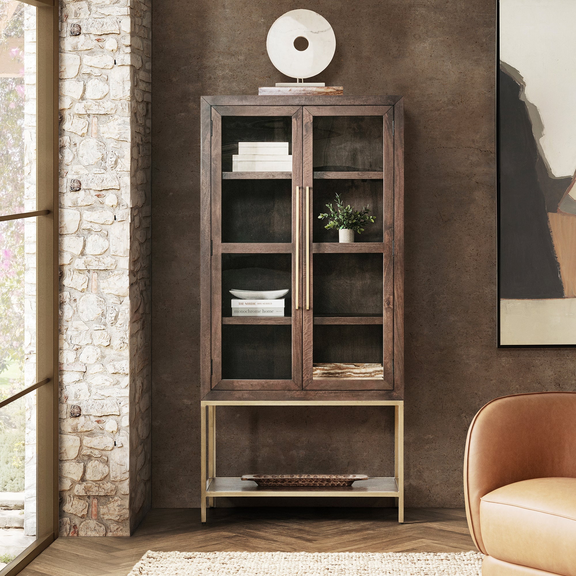 Freemont Display Cabinet - Kona Brown