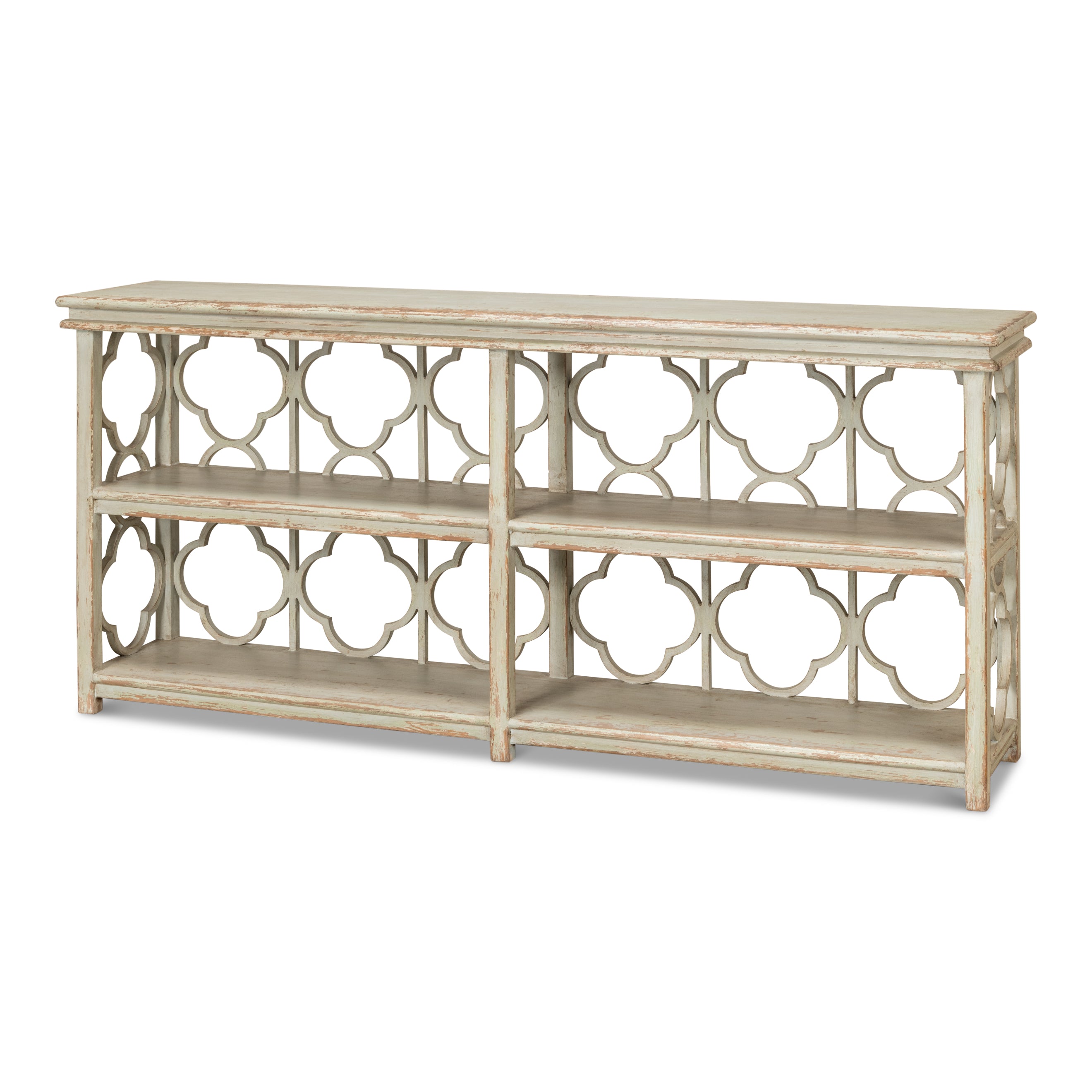 Quatrefoil Bookshelf Console Table