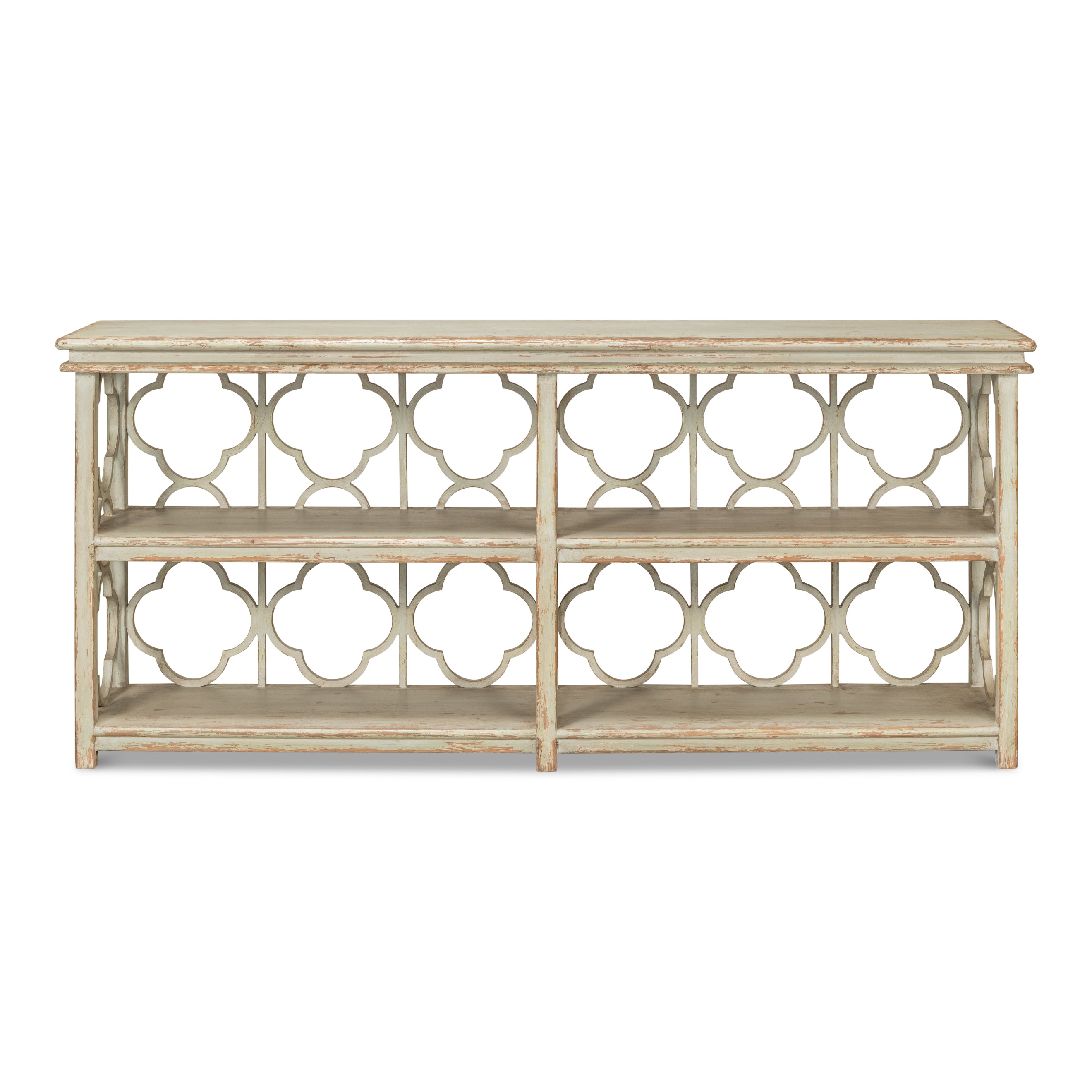 Quatrefoil Bookshelf Console Table