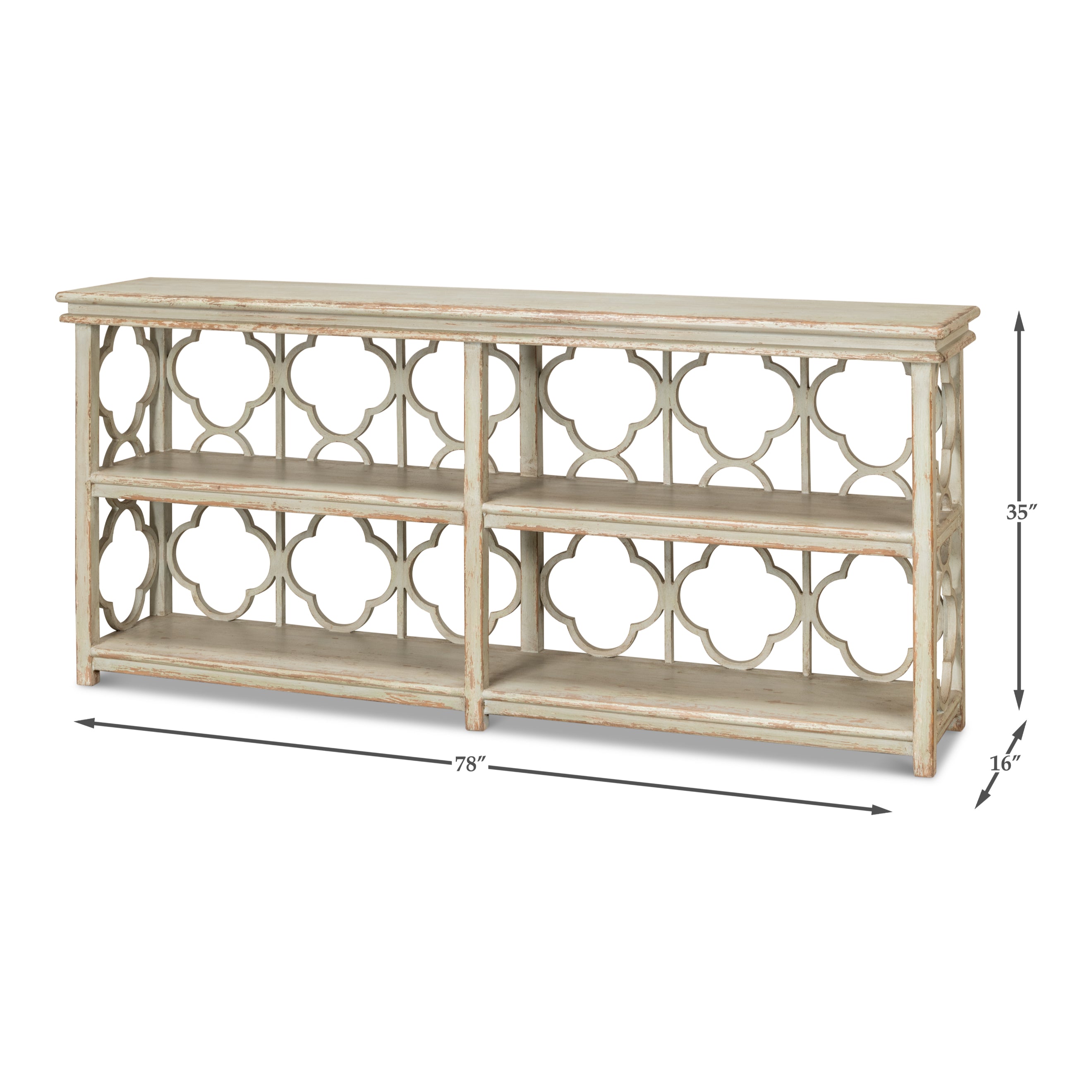 Quatrefoil Bookshelf Console Table