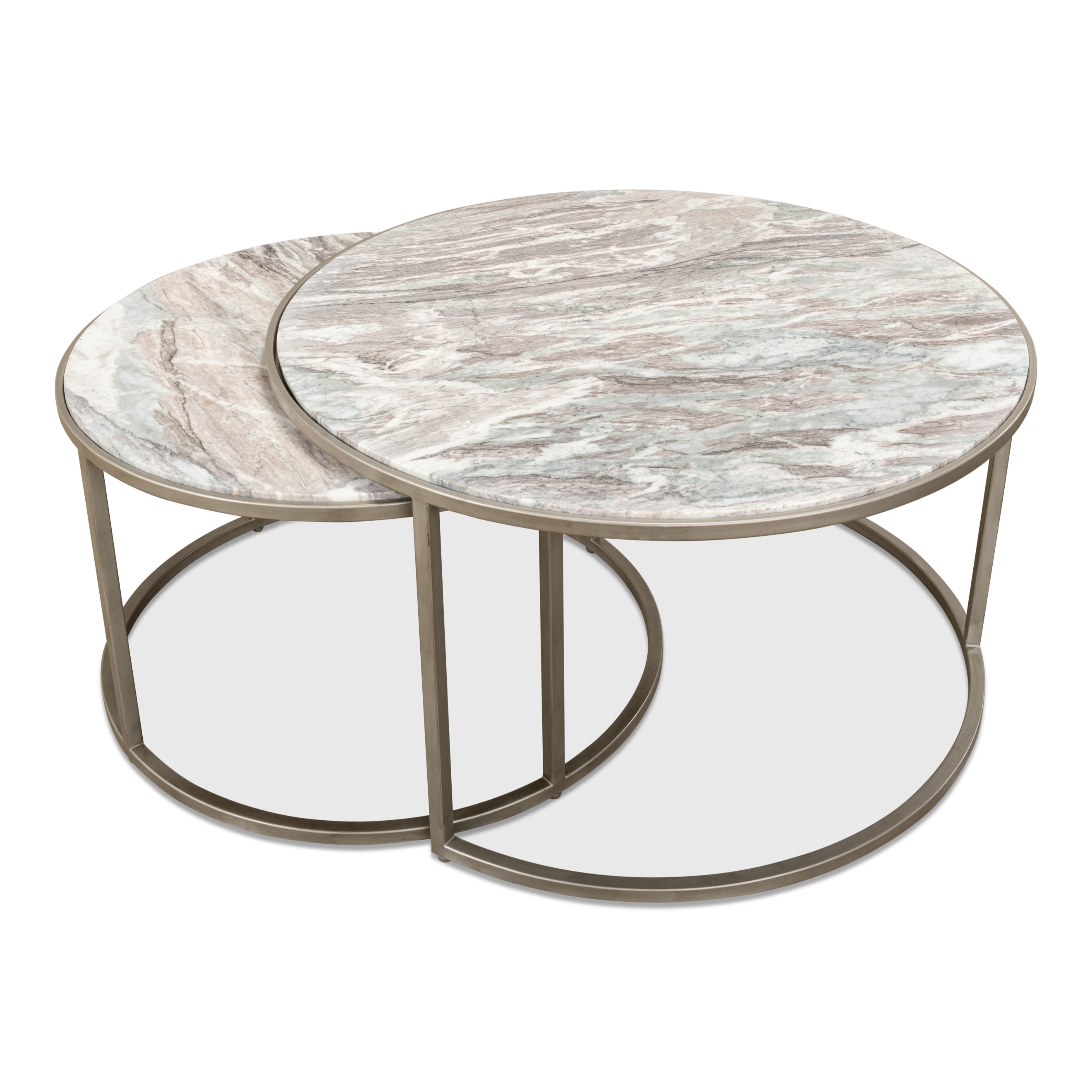 Round Nesting Tables Set of 2 - Marble Top