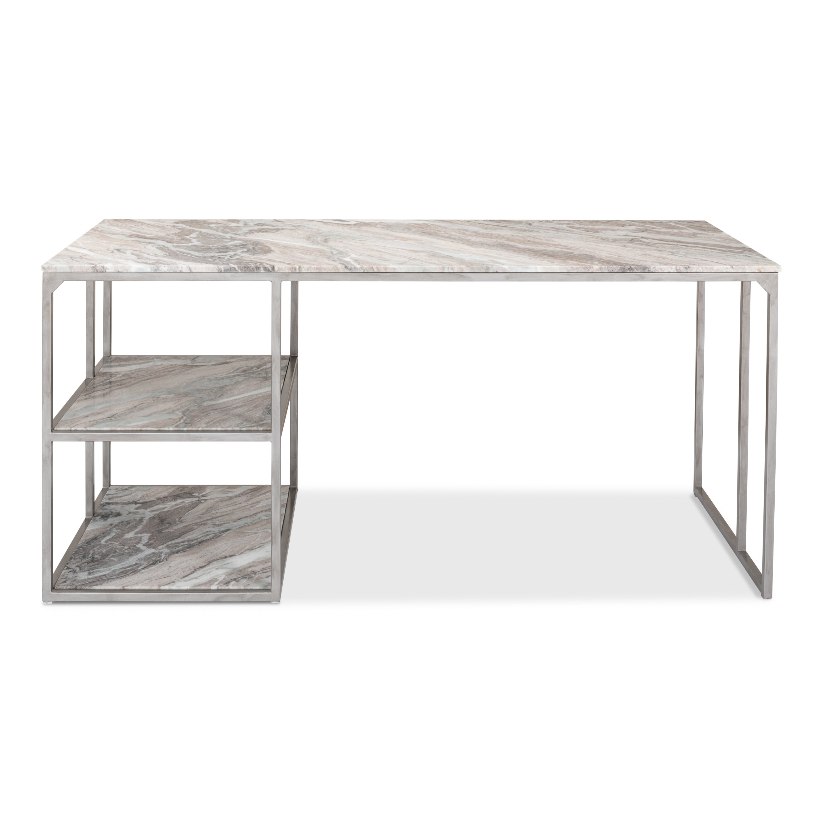 Open Marble Top Desk with Shelves