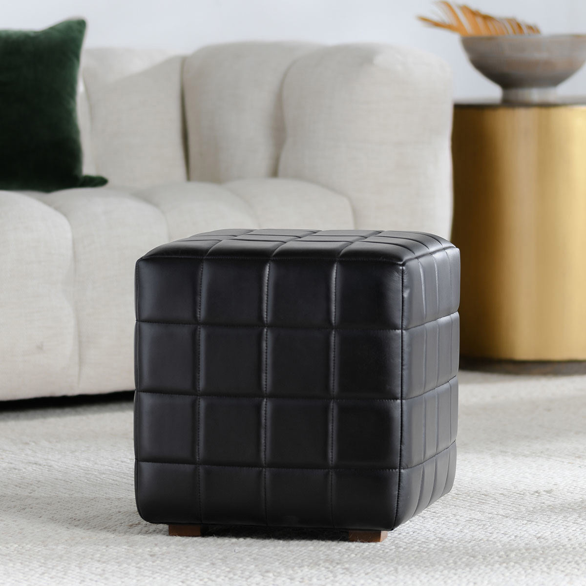 Carlo Leather 18" Square Ottoman by Classic Home
