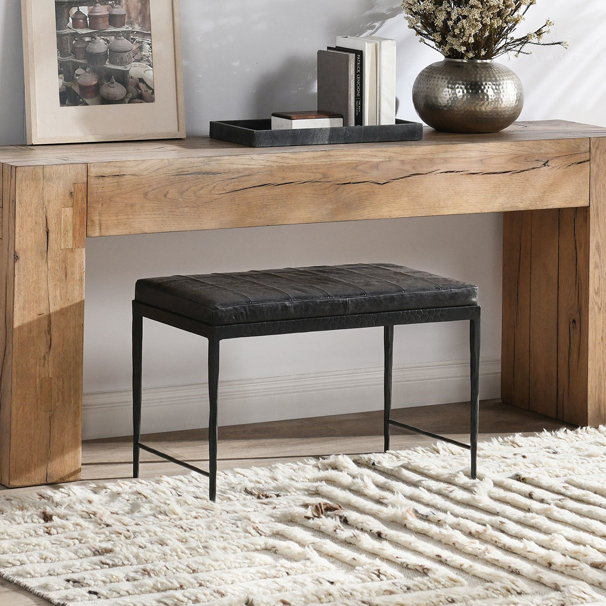 Malo Leather 28" Bench by Classic Home