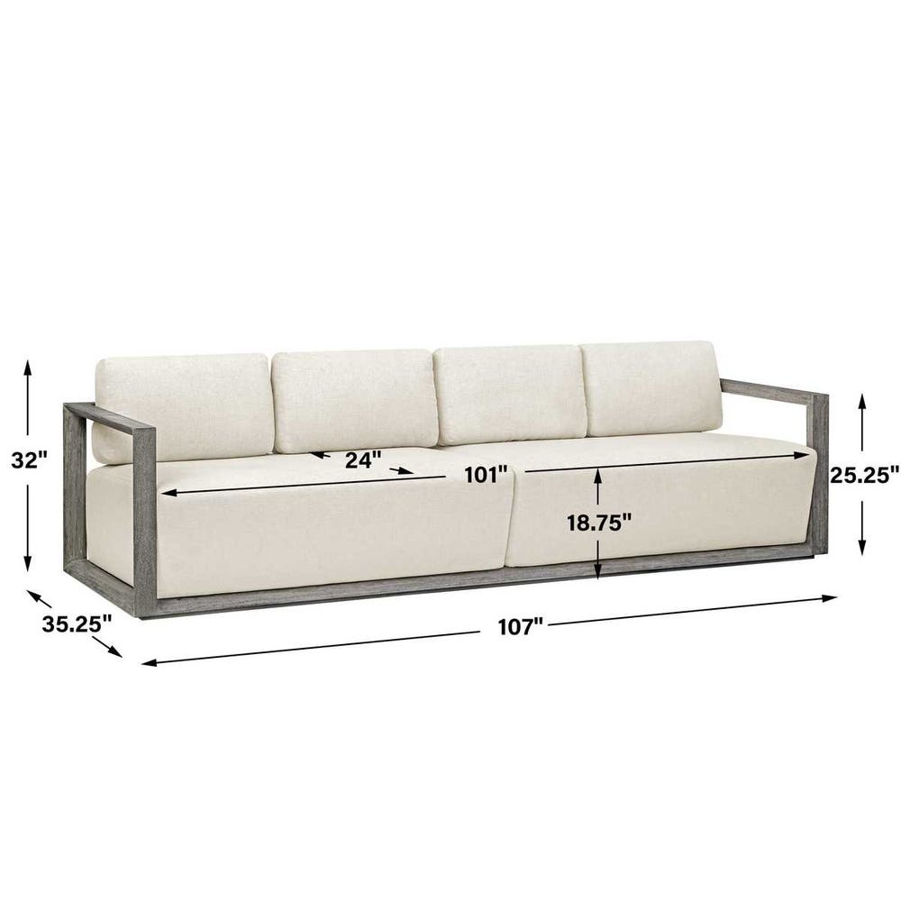 Uttermost Remsen 107" Outdoor Gray Sofa